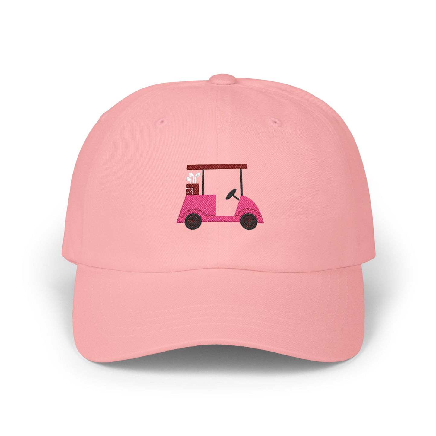 Embroidered Classic Dad Cap, Pink and Maroon Golf Cart Hat, Baseball Cap, Men Women Adjustable Cap, Golf Lover Gift, Cute Vintage Hat