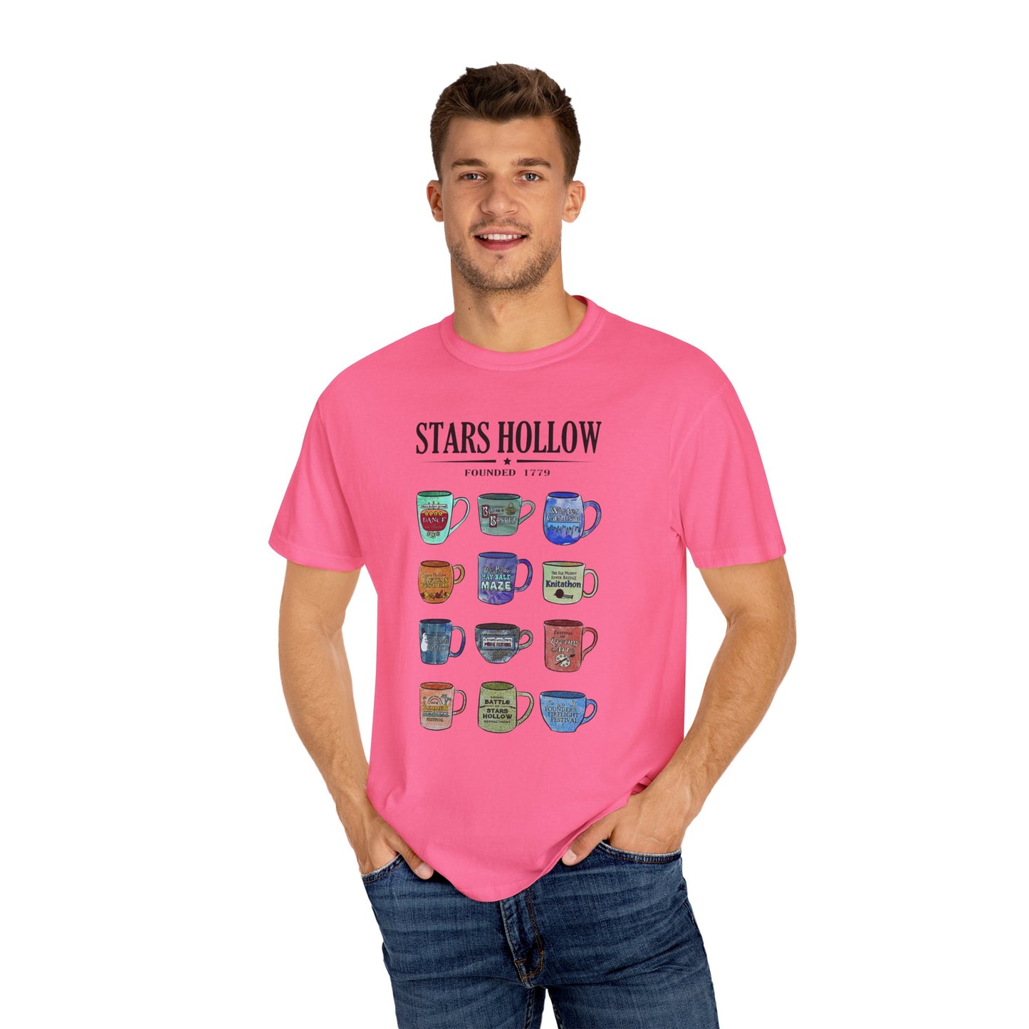 Gilmore Girls Inspired Stars Hollow Coffee Cup T-Shirt - Comfort Colors Tee - Cozy Fan Apparel