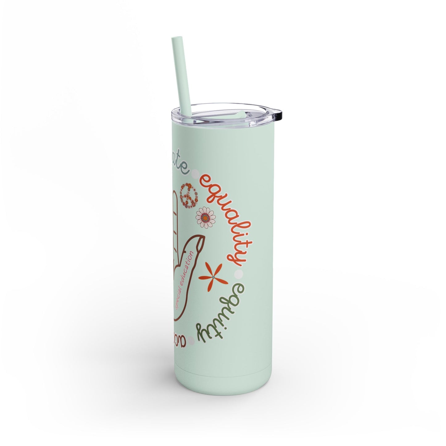 Autism Acceptance Advocate Skinny Matte Tumbler, 20oz- Special Education Teacher Tumbler with Straw