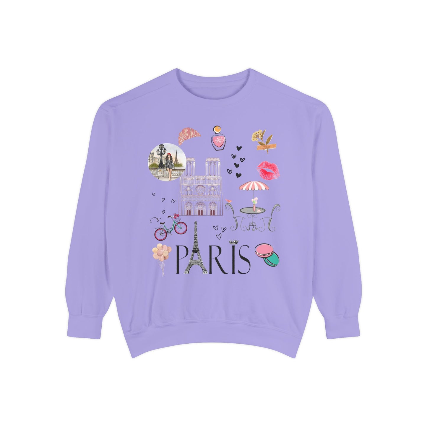 Paris Theme Women's Crewneck Comfort Color Sweatshirt - Women's Paris Sweatshirt - Emily in Paris Crewneck - Eiffel Tower Long Sleeve