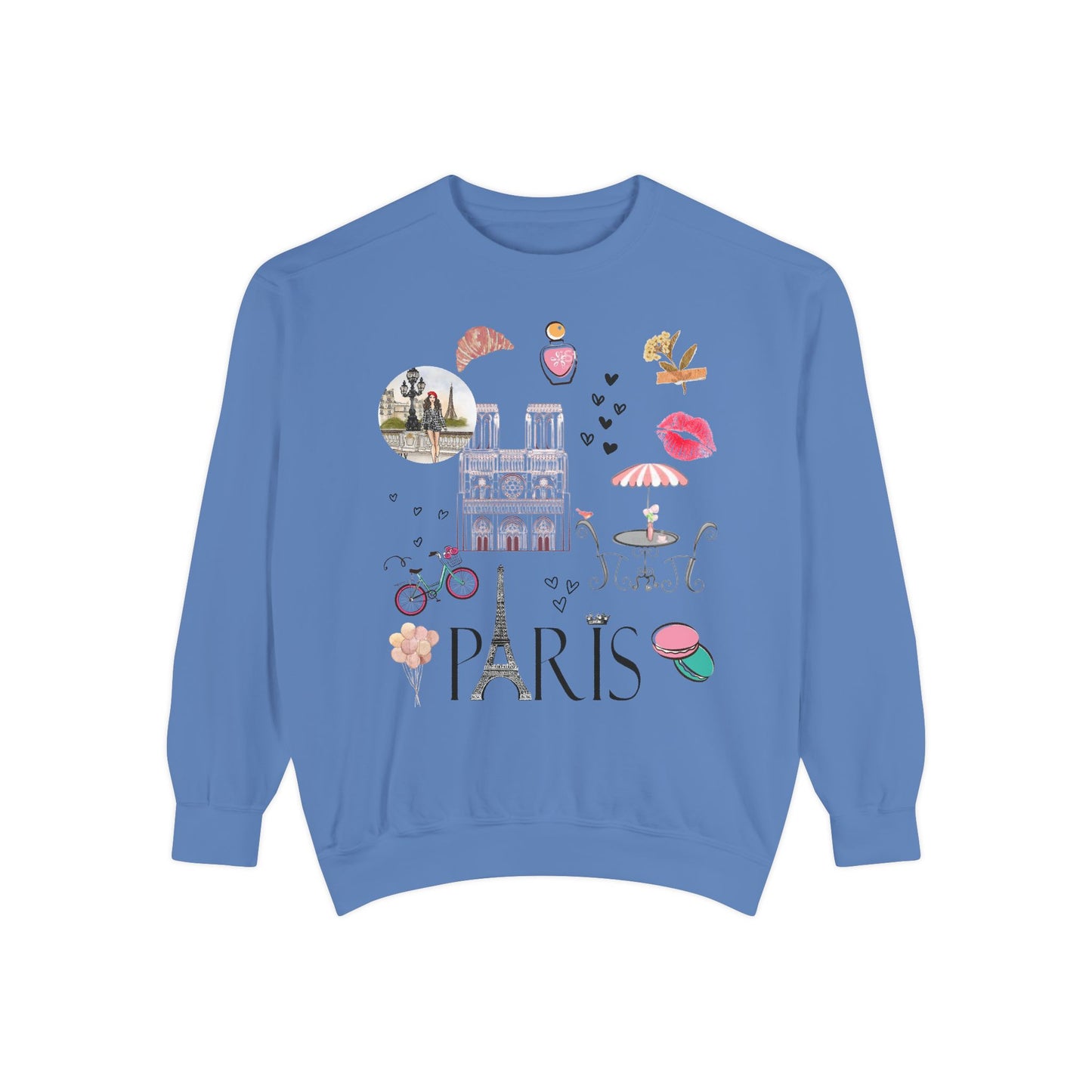 Paris Theme Women's Crewneck Comfort Color Sweatshirt - Women's Paris Sweatshirt - Emily in Paris Crewneck - Eiffel Tower Long Sleeve
