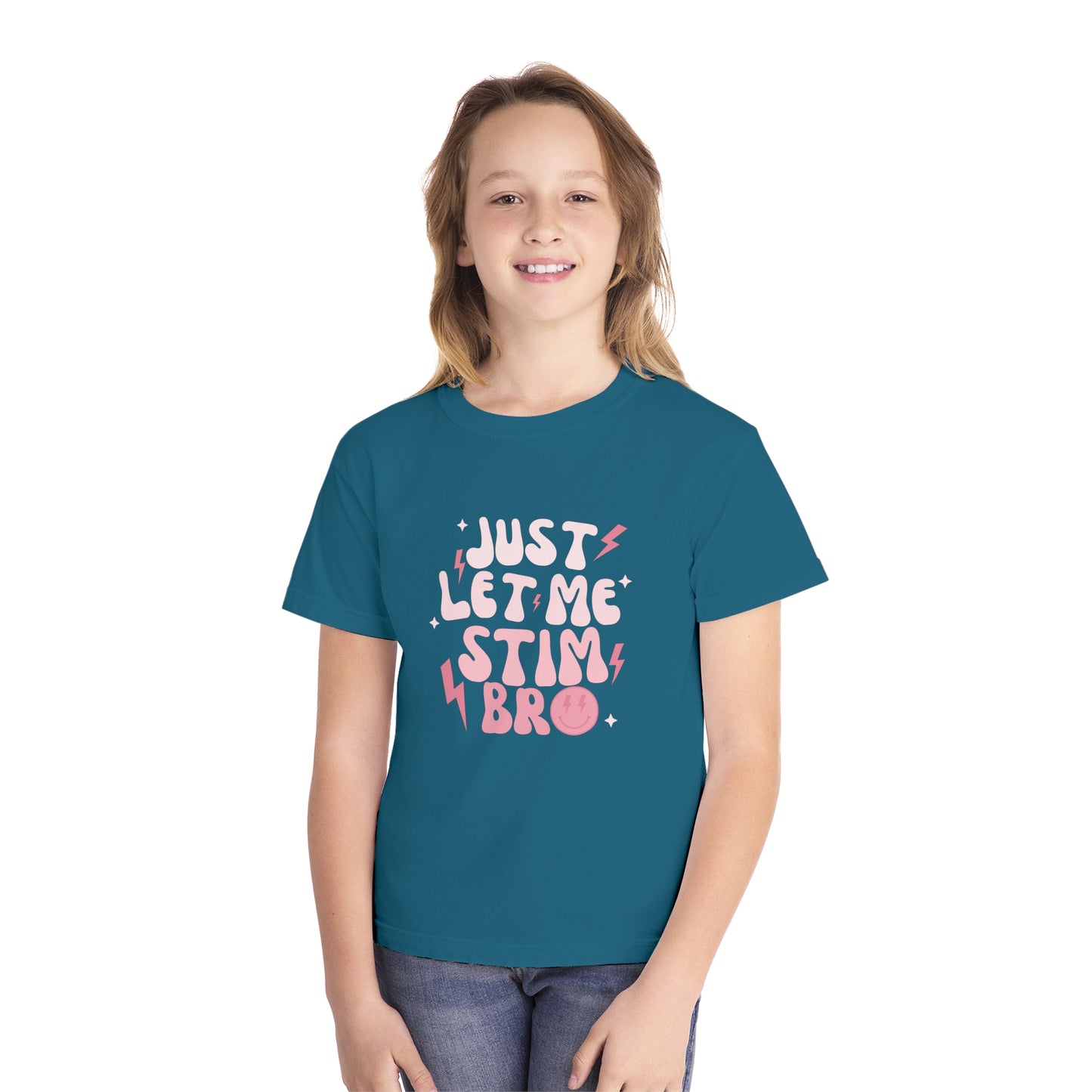 Just Let Me Stim - Autism Acceptance T-shirt - Smiley Face Shirt for Boys or Girls