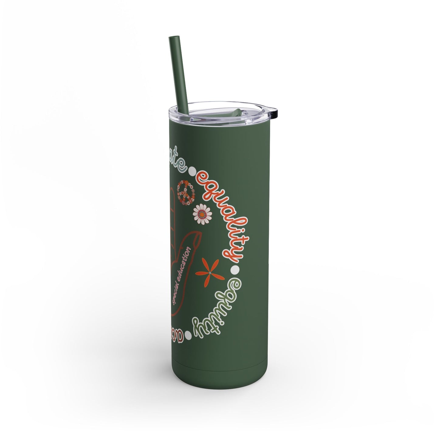 Autism Acceptance Advocate Skinny Matte Tumbler, 20oz- Special Education Teacher Tumbler with Straw