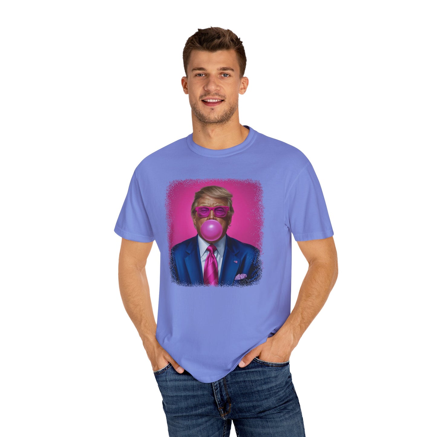 Bubblegum Bliss Comfort Tee - Cute Donald Trump Graphic - Womens Soft Comfort Color T-Shirt - MAGA
