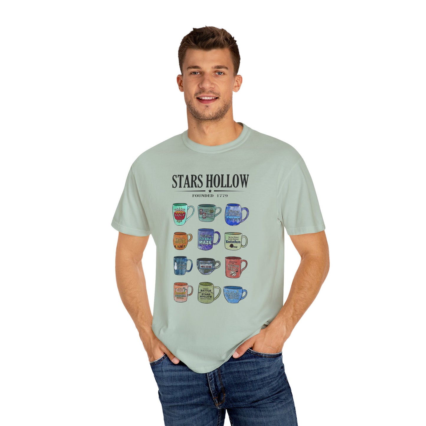 Gilmore Girls Inspired Stars Hollow Coffee Cup T-Shirt - Comfort Colors Tee - Cozy Fan Apparel