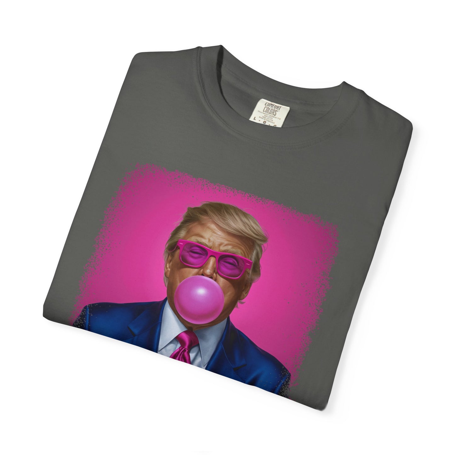 Bubblegum Bliss Comfort Tee - Cute Donald Trump Graphic - Womens Soft Comfort Color T-Shirt - MAGA