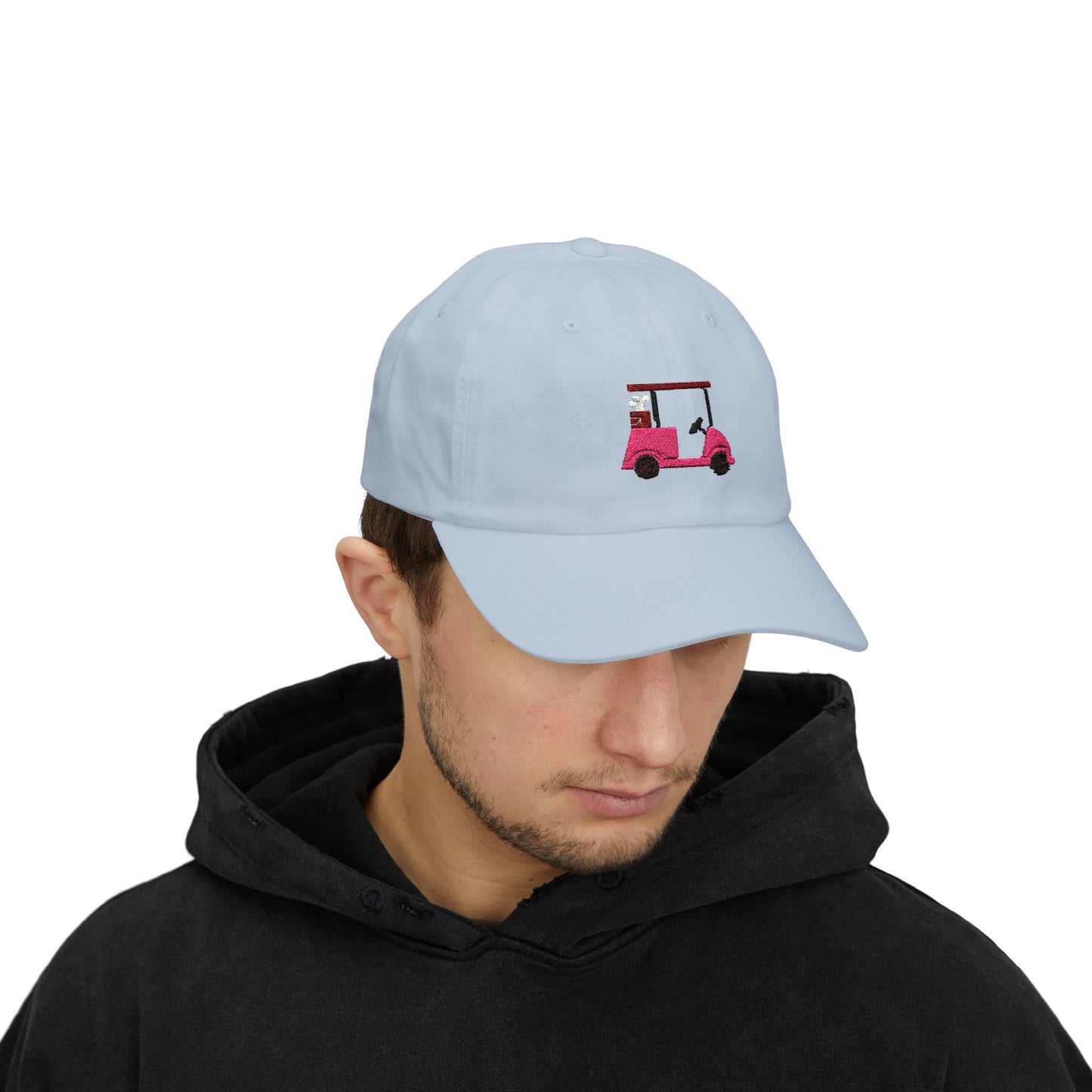 Embroidered Classic Dad Cap, Pink and Maroon Golf Cart Hat, Baseball Cap, Men Women Adjustable Cap, Golf Lover Gift, Cute Vintage Hat