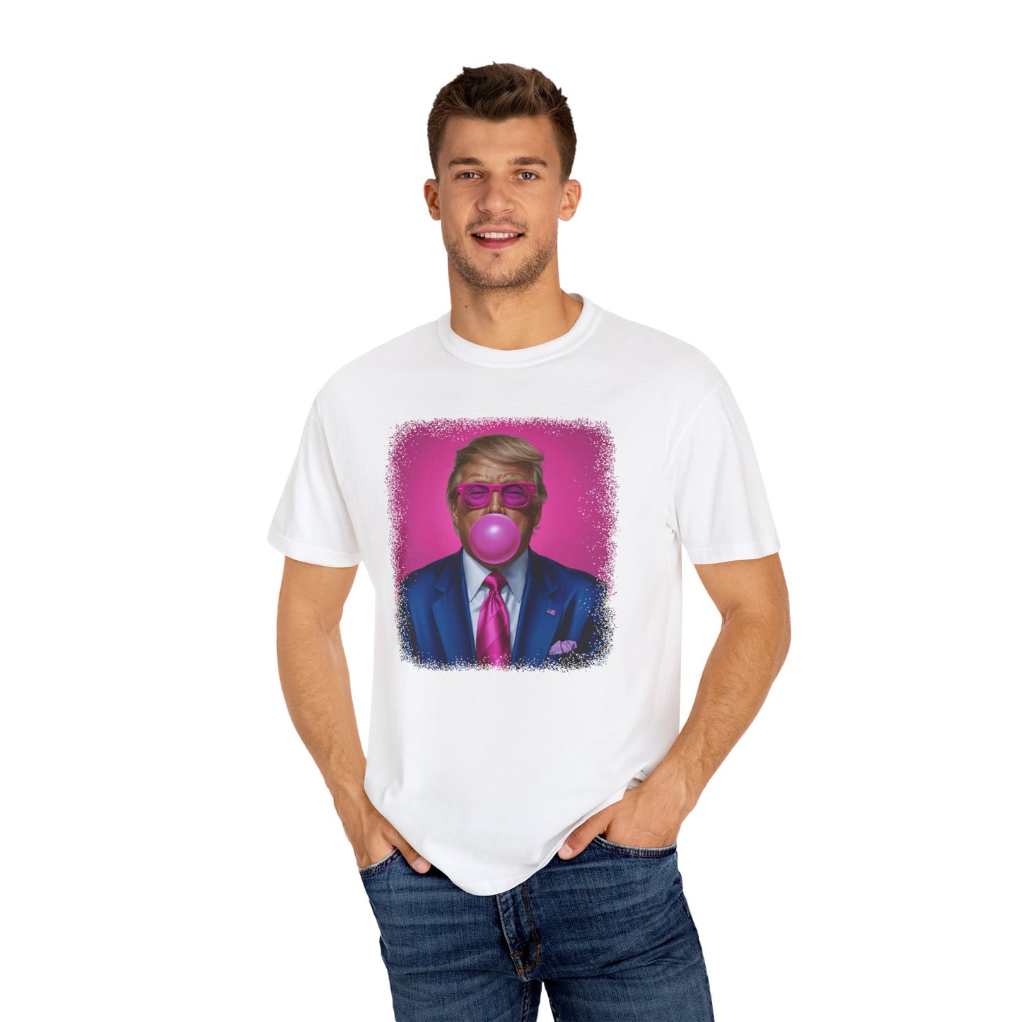 Bubblegum Bliss Comfort Tee - Cute Donald Trump Graphic - Womens Soft Comfort Color T-Shirt - MAGA