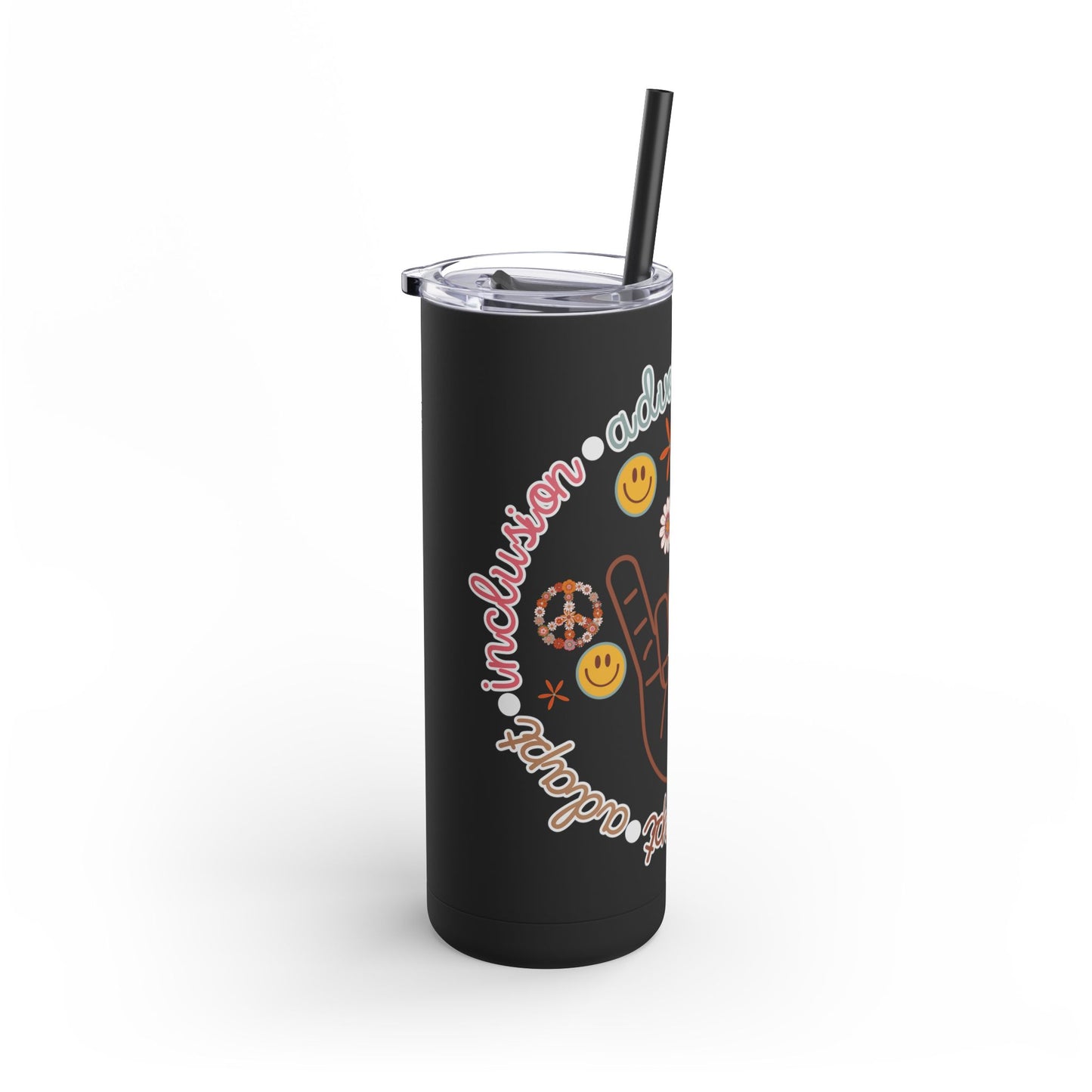 Autism Acceptance Advocate Skinny Matte Tumbler, 20oz- Special Education Teacher Tumbler with Straw
