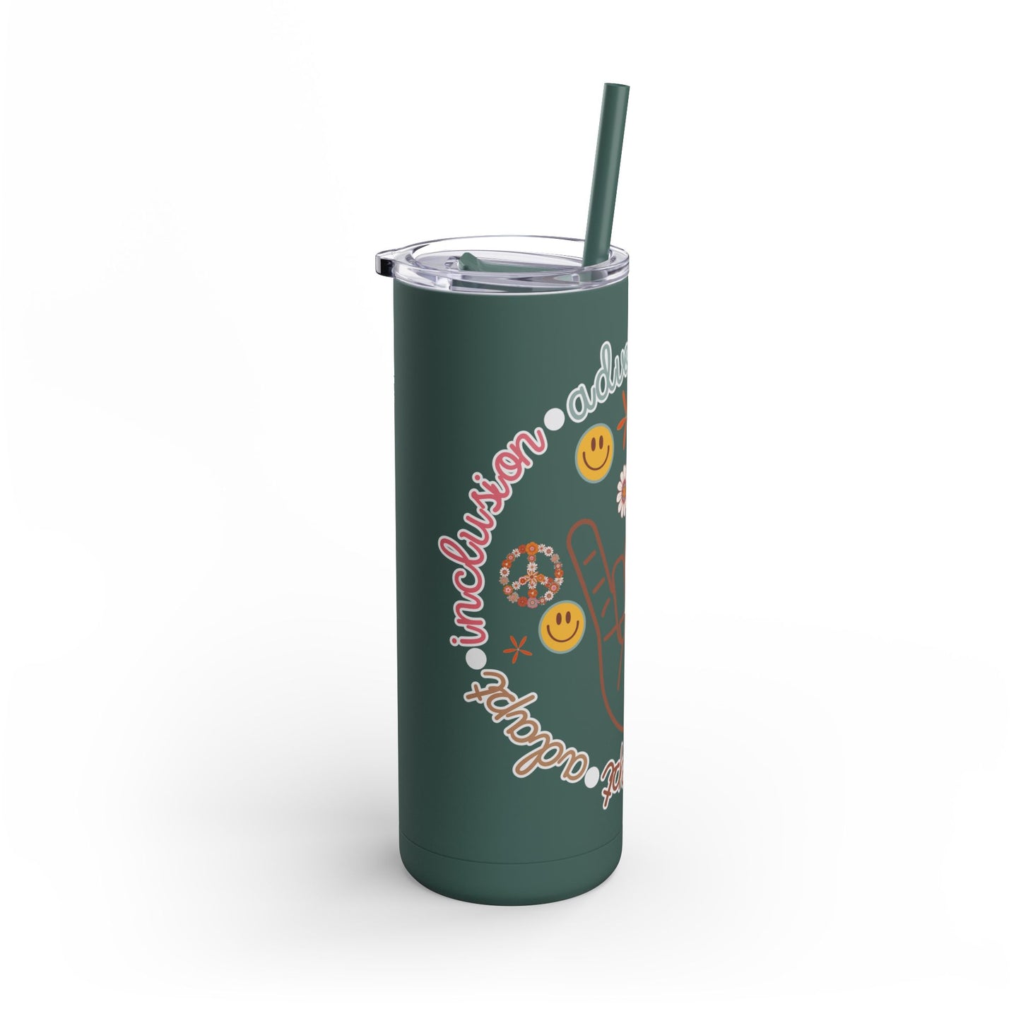 Autism Acceptance Advocate Skinny Matte Tumbler, 20oz- Special Education Teacher Tumbler with Straw