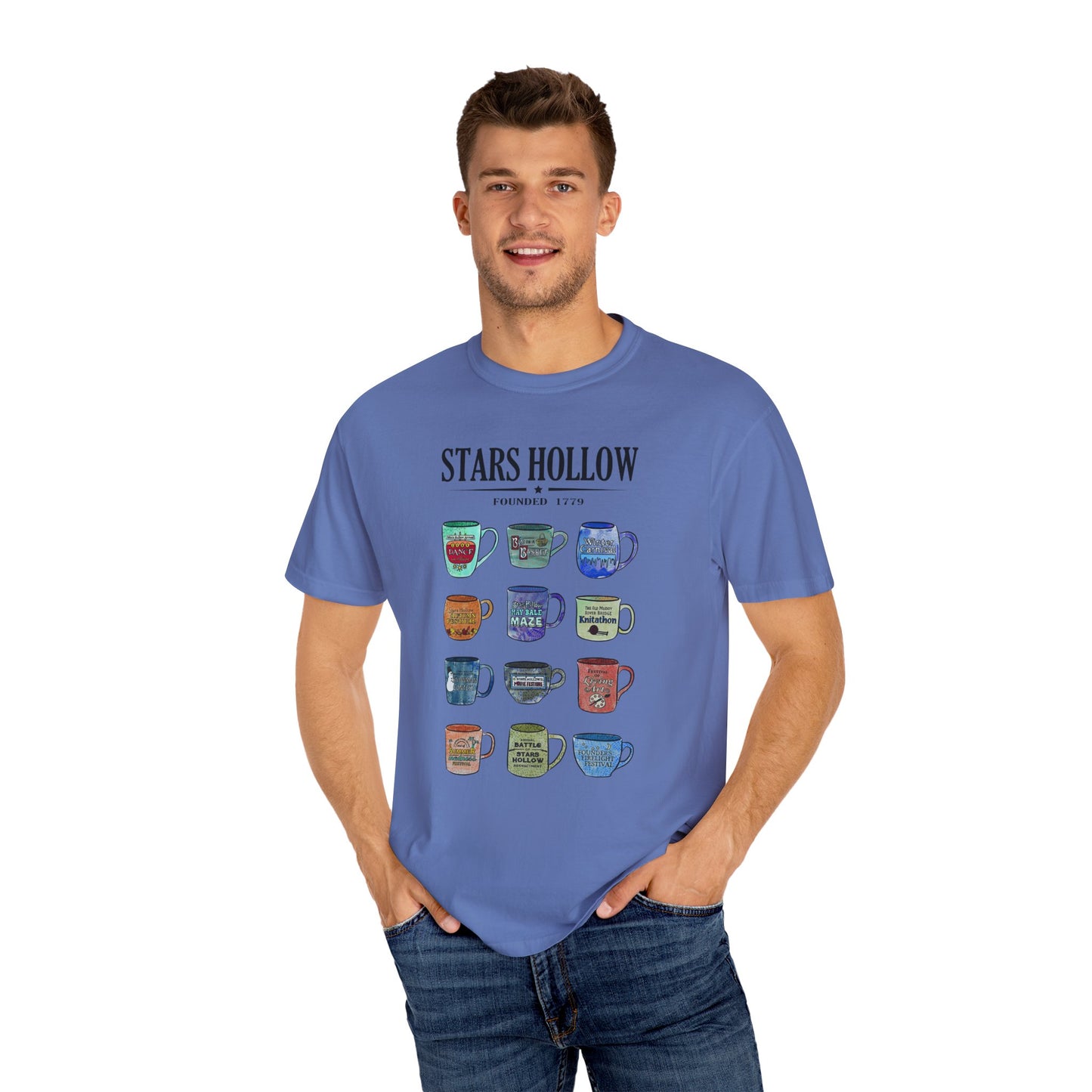 Gilmore Girls Inspired Stars Hollow Coffee Cup T-Shirt - Comfort Colors Tee - Cozy Fan Apparel