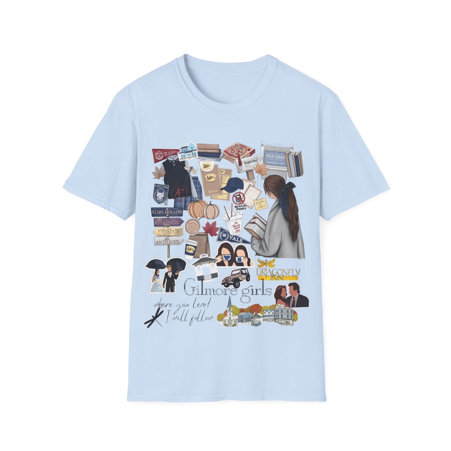 Gilmore Girls themed tshirt for women; Mother Daughter shirt; TV apparel; Fan club apparel; Dragonfly inn; Lukes Diner; Chilton; Yale