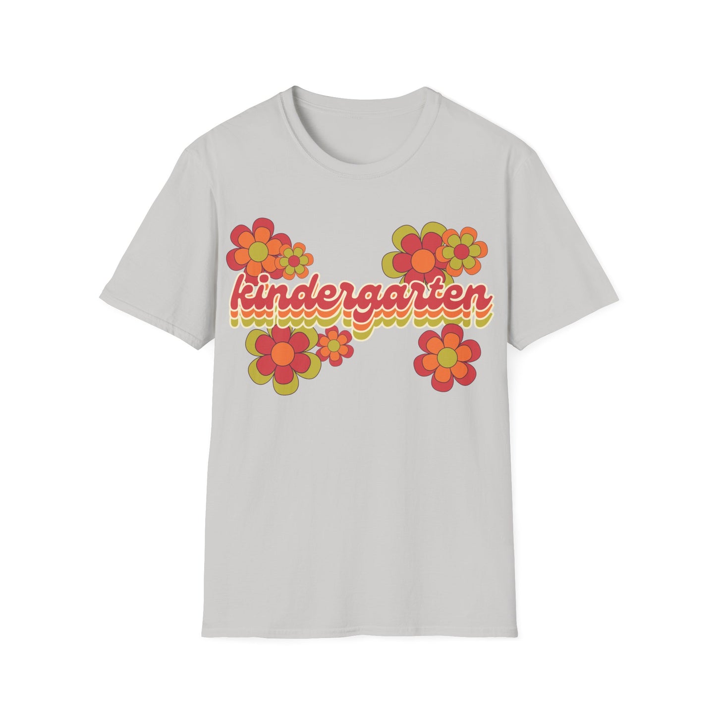 Kindergarten Teacher Tee - Colorful Retro Floral Grade Level T-Shirt - Teacher appreciation - Back to School Shirt
