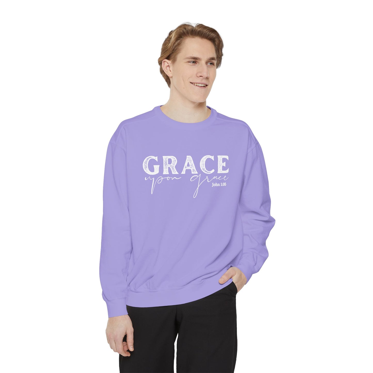 Grace Upon Grace Crewneck Sweatshirt - Crewneck Comfort Color Shirt - Bible Verse Shirt - Christian Women's Apparel