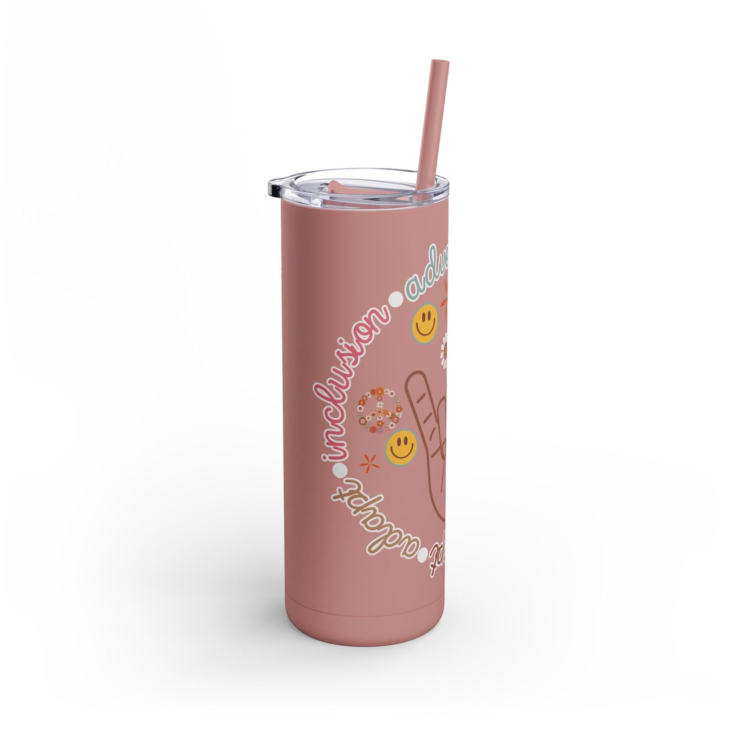 Autism Acceptance Advocate Skinny Matte Tumbler, 20oz- Special Education Teacher Tumbler with Straw