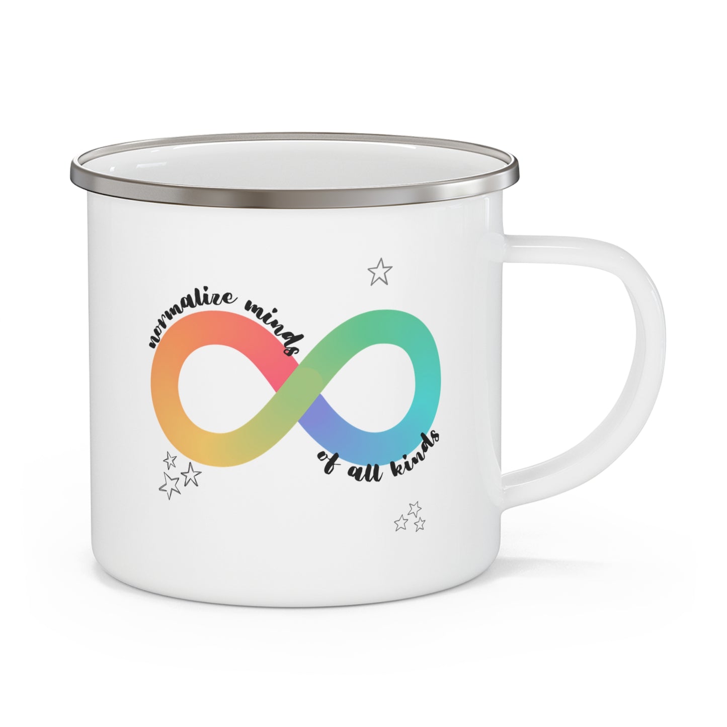 Autism Acceptance Enamel Mug - Colorful Normalize Minds of All Kinds - Autism Awareness - Advocacy - Infinity sign -