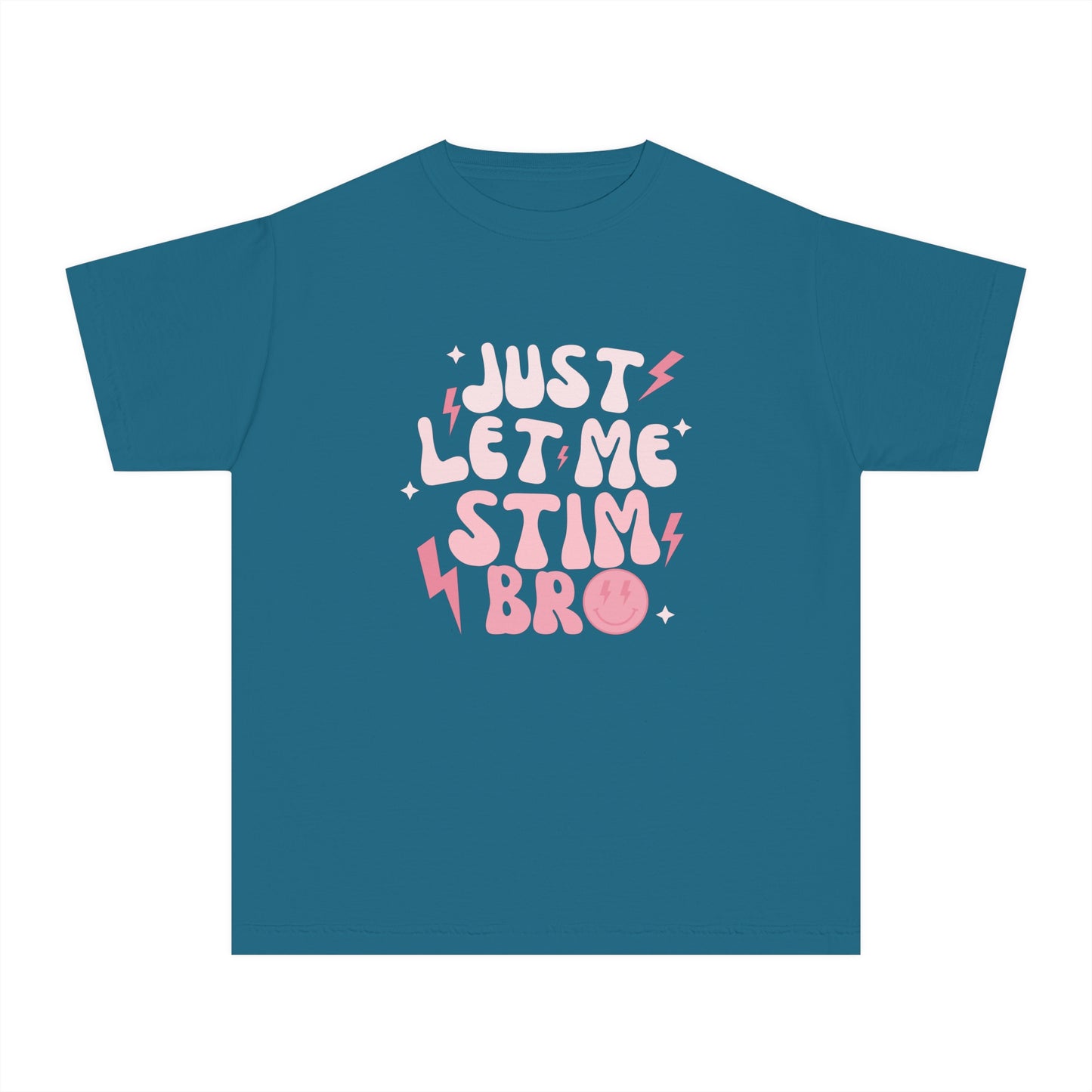 Just Let Me Stim - Autism Acceptance T-shirt - Smiley Face Shirt for Boys or Girls