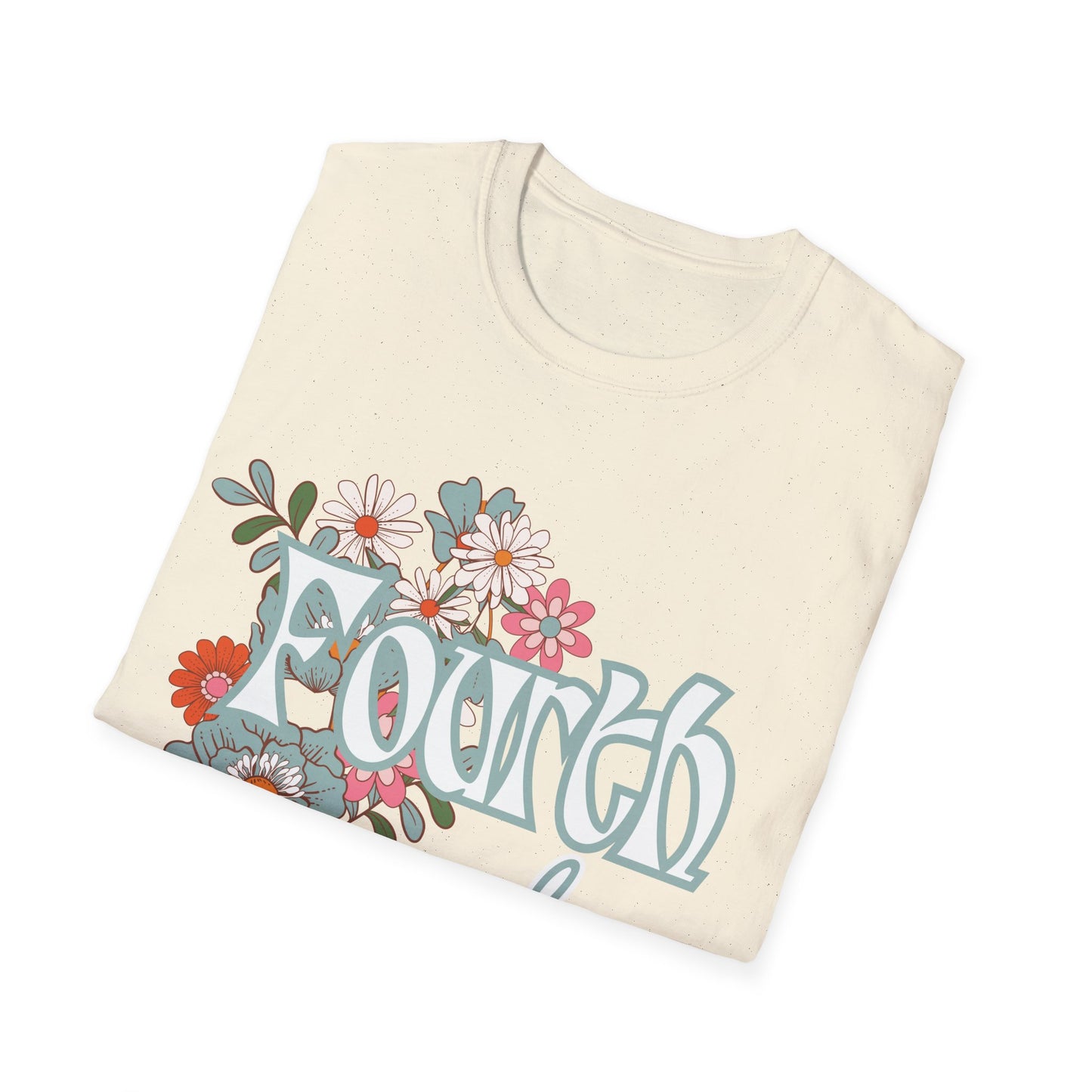 Fourth Grade Teacher T-Shirt - Retro Floral Design - Colorful Grade Level Tee
