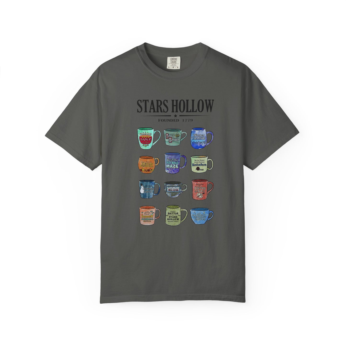 Gilmore Girls Inspired Stars Hollow Coffee Cup T-Shirt - Comfort Colors Tee - Cozy Fan Apparel