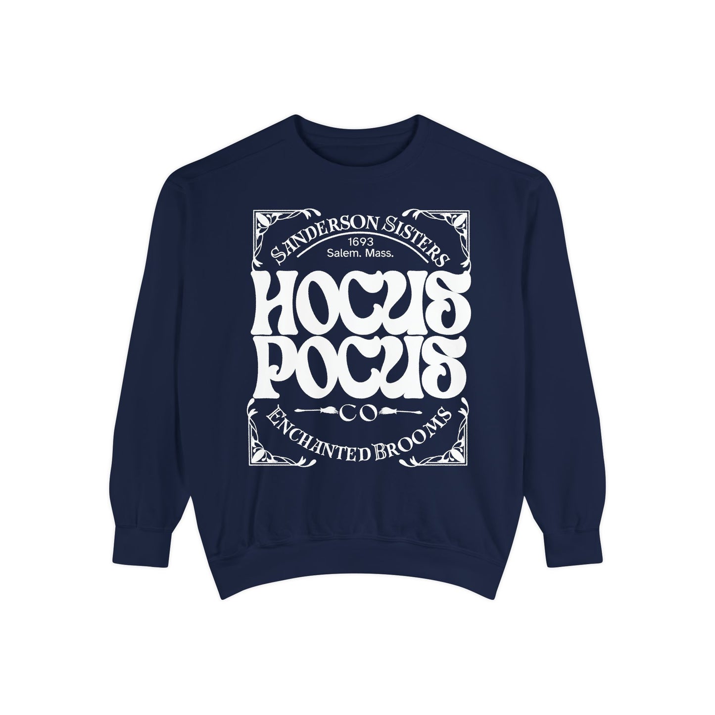 Hocus Pocus Theme Comfort Color Crewneck Sweatshirt - Halloween Sweatshirt - Enchanted Brooms Co - Sanderson Sisters Sweatshirt