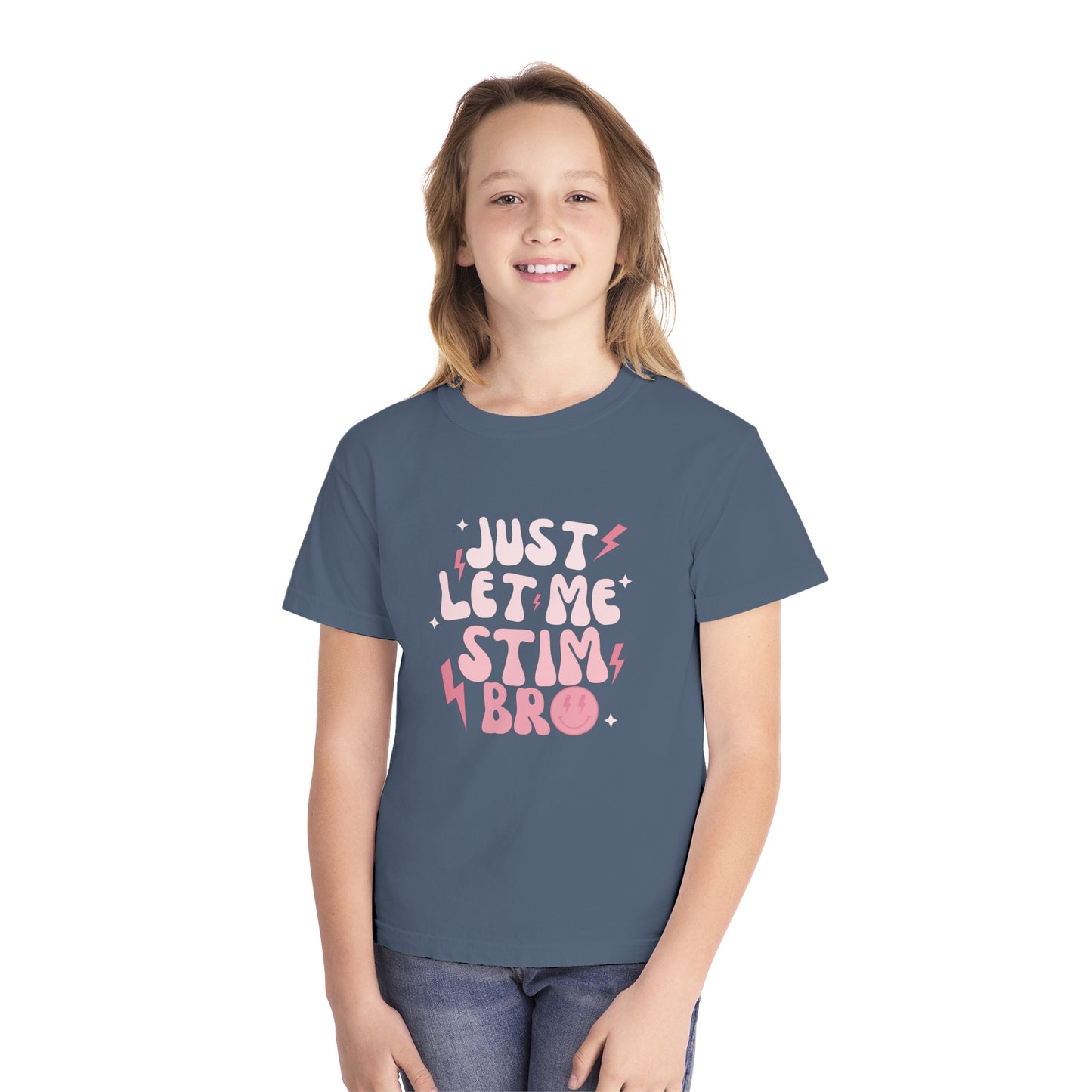 Just Let Me Stim - Autism Acceptance T-shirt - Smiley Face Shirt for Boys or Girls