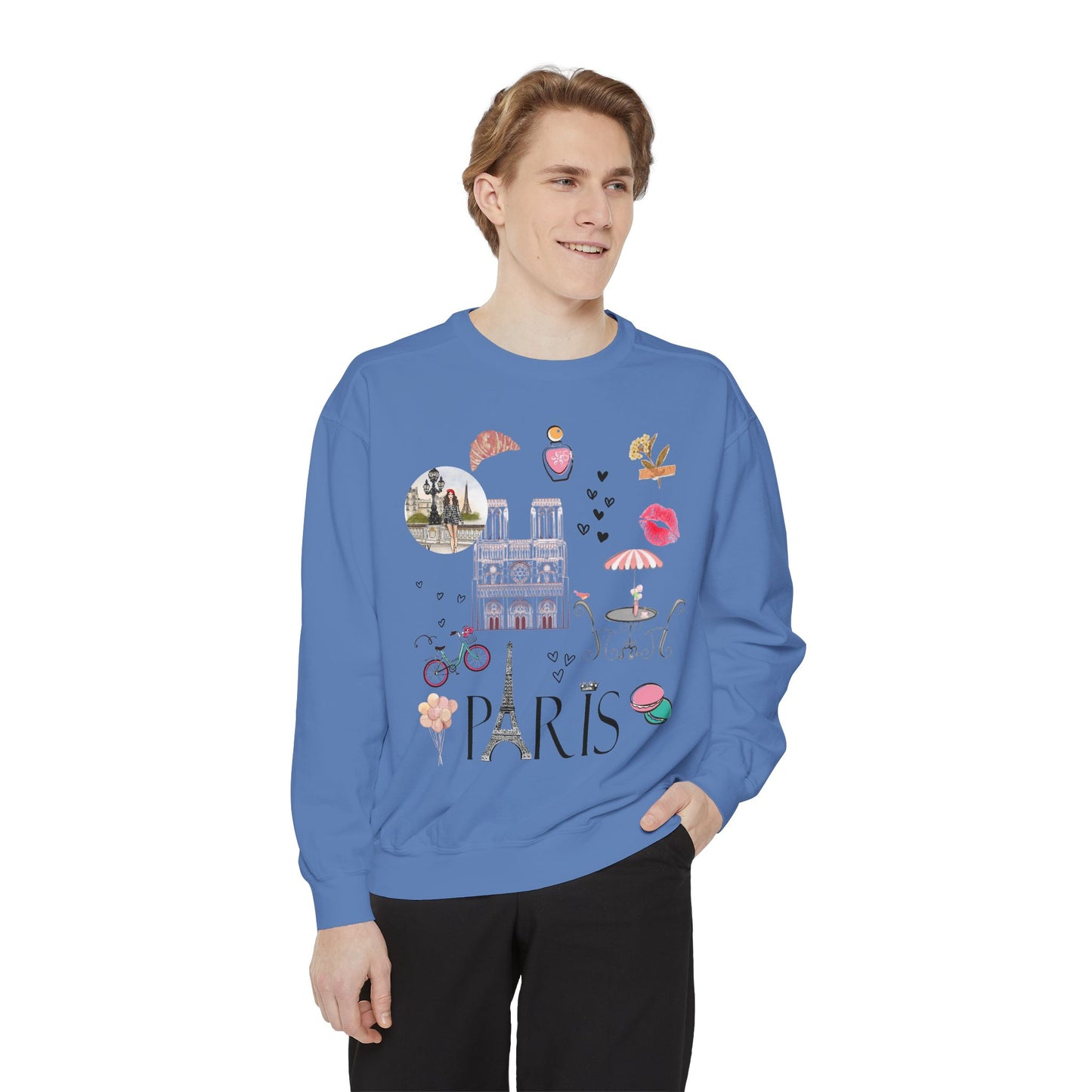 Paris Theme Women's Crewneck Comfort Color Sweatshirt - Women's Paris Sweatshirt - Emily in Paris Crewneck - Eiffel Tower Long Sleeve