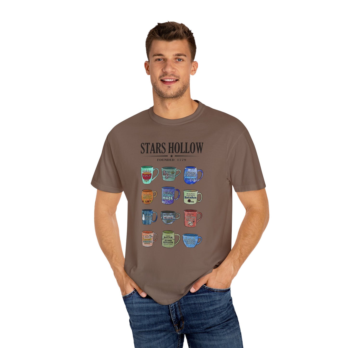 Gilmore Girls Inspired Stars Hollow Coffee Cup T-Shirt - Comfort Colors Tee - Cozy Fan Apparel