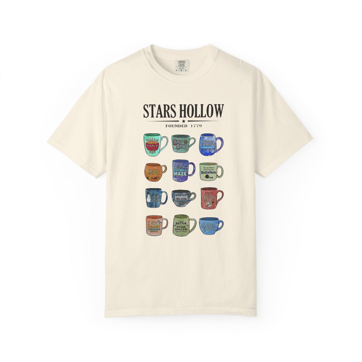 Gilmore Girls Inspired Stars Hollow Coffee Cup T-Shirt - Comfort Colors Tee - Cozy Fan Apparel