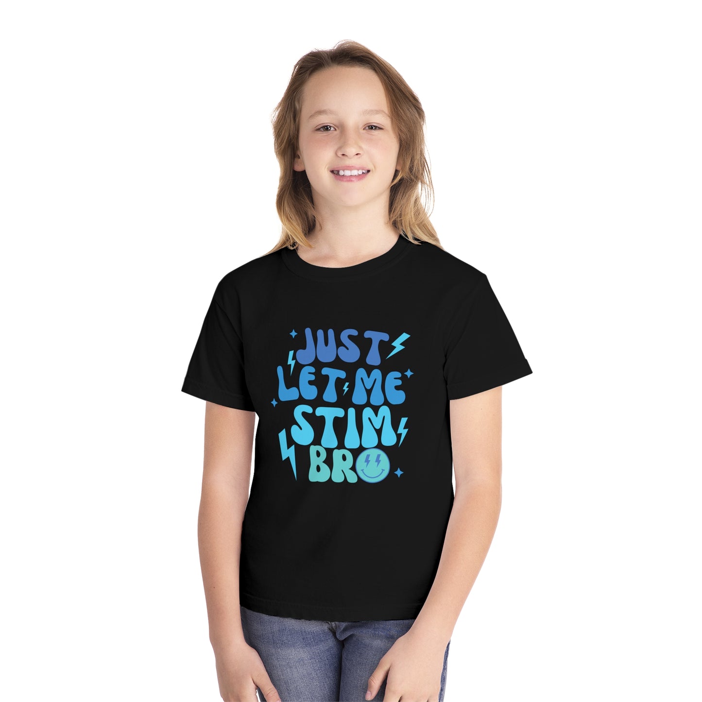 Just Let Me Stim - Autism Acceptance T-shirt - Smiley Face Shirt for Boys or Girls