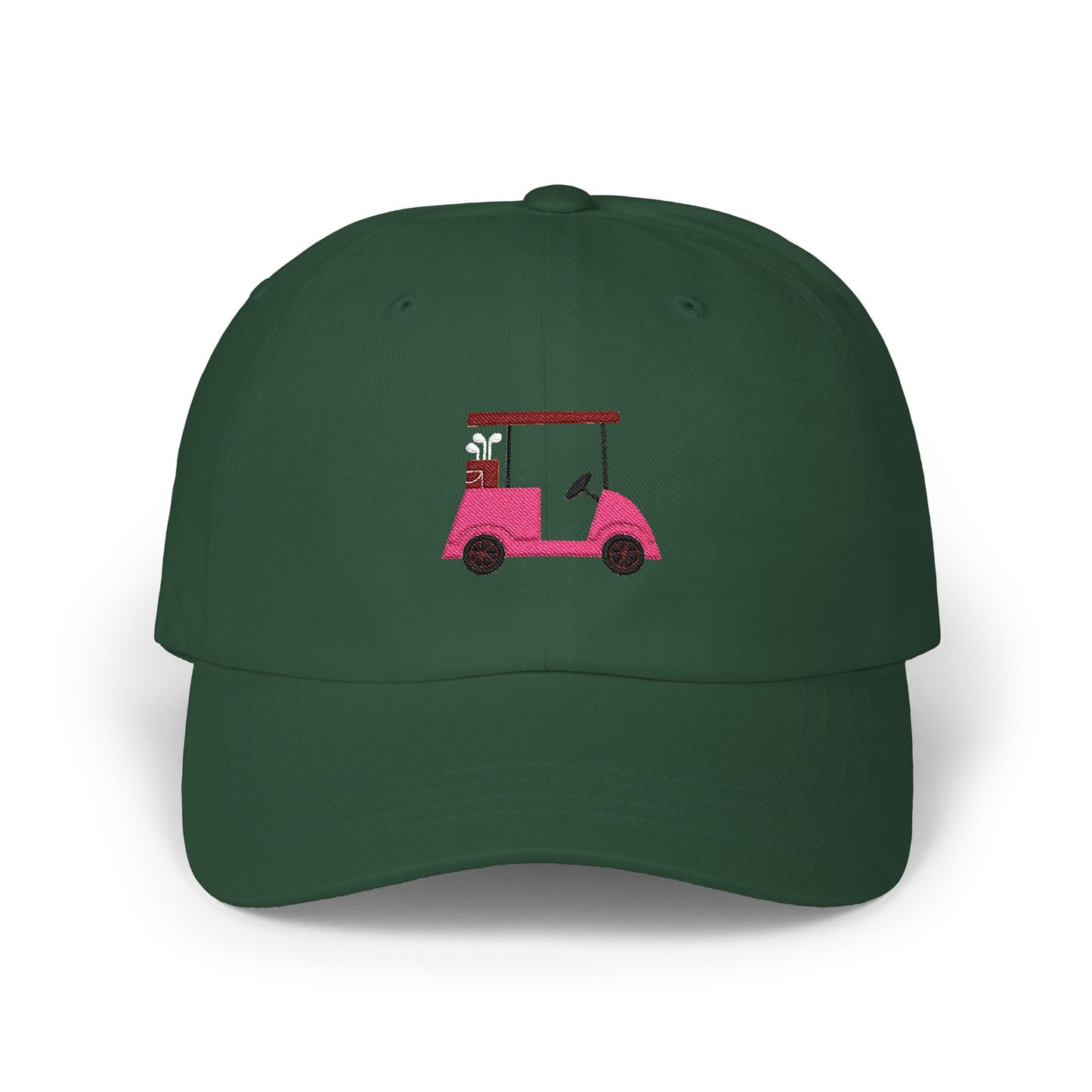 Embroidered Classic Dad Cap, Pink and Maroon Golf Cart Hat, Baseball Cap, Men Women Adjustable Cap, Golf Lover Gift, Cute Vintage Hat