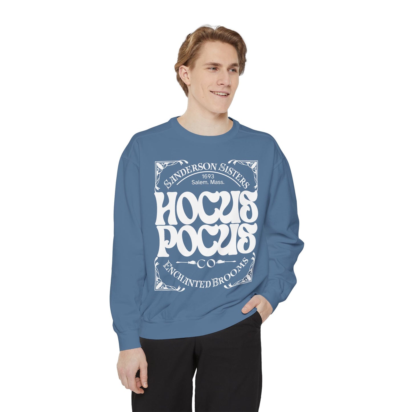 Hocus Pocus Theme Comfort Color Crewneck Sweatshirt - Halloween Sweatshirt - Enchanted Brooms Co - Sanderson Sisters Sweatshirt