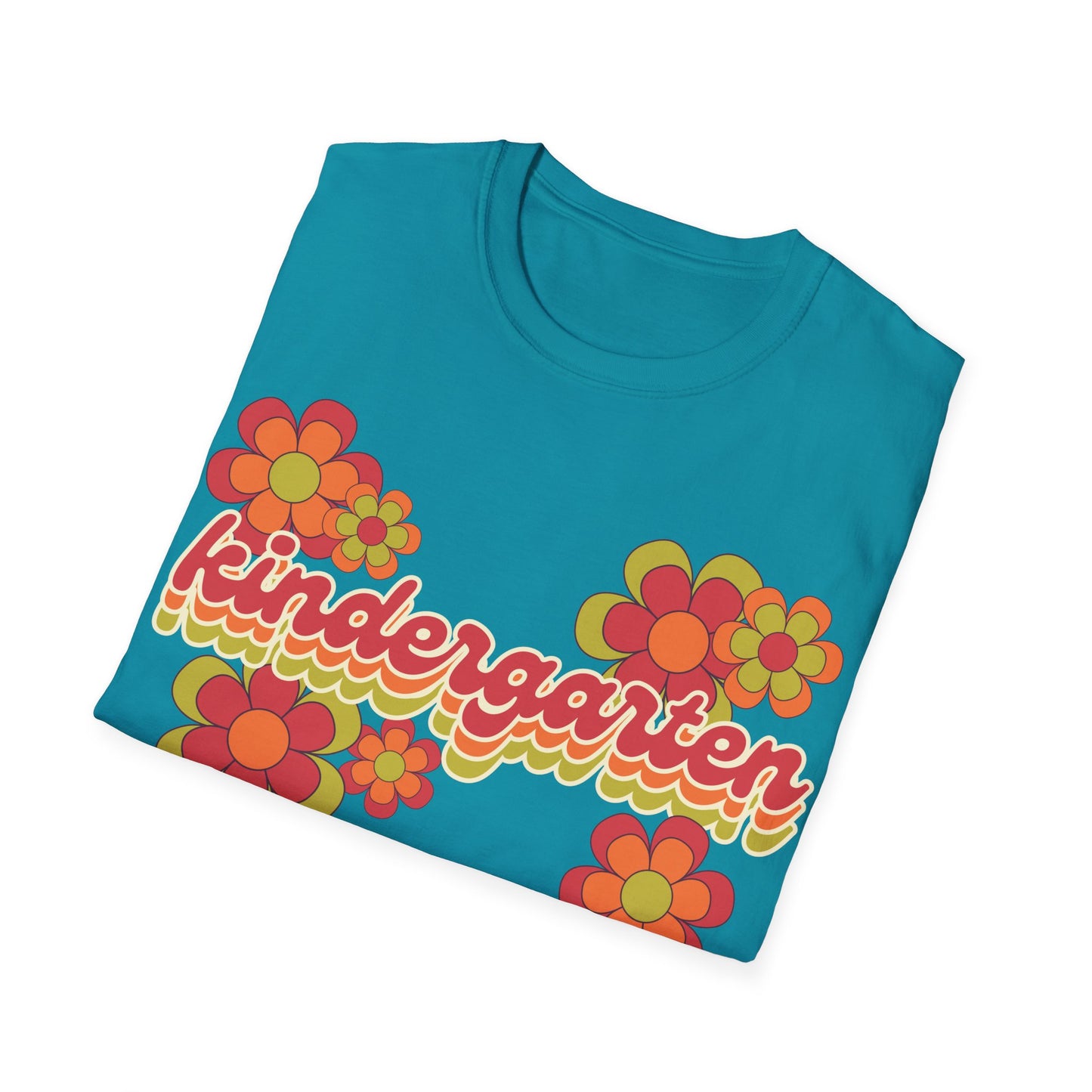 Kindergarten Teacher Tee - Colorful Retro Floral Grade Level T-Shirt - Teacher appreciation - Back to School Shirt