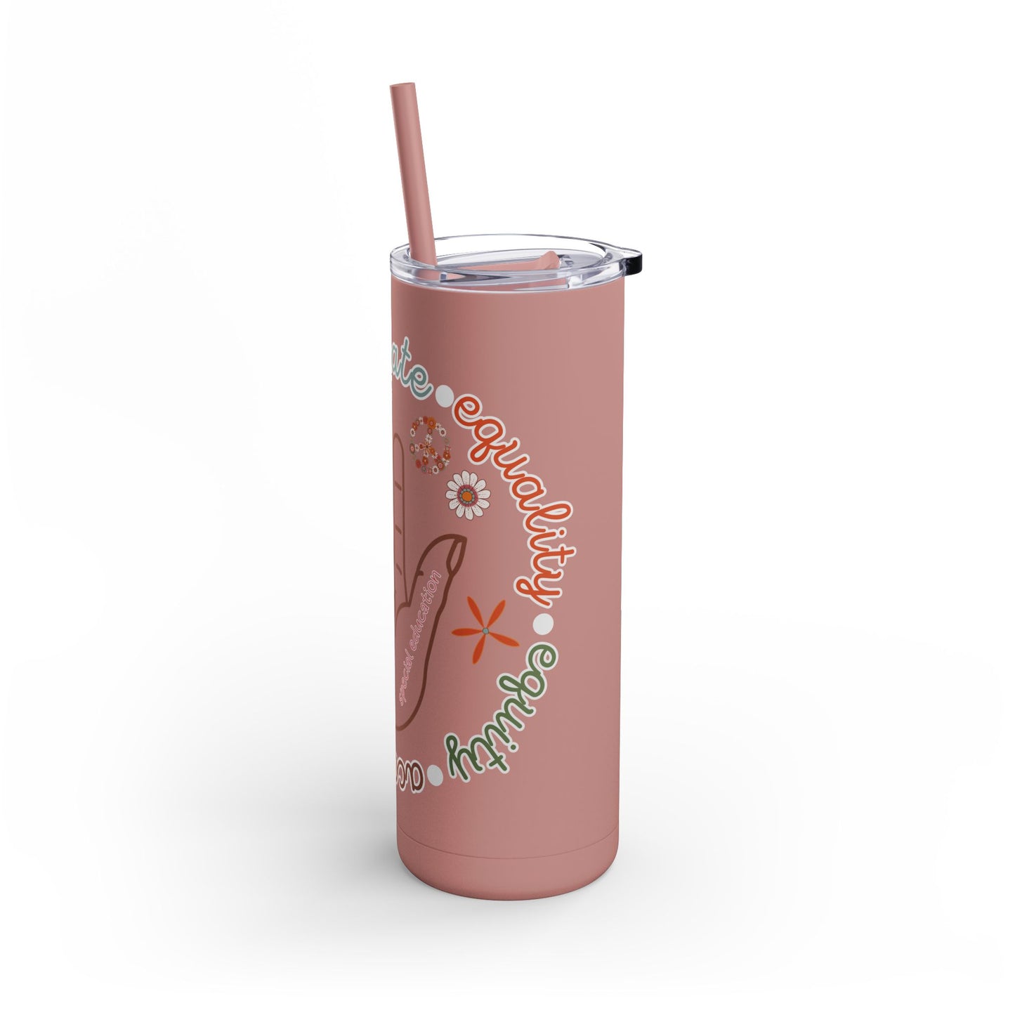 Autism Acceptance Advocate Skinny Matte Tumbler, 20oz- Special Education Teacher Tumbler with Straw