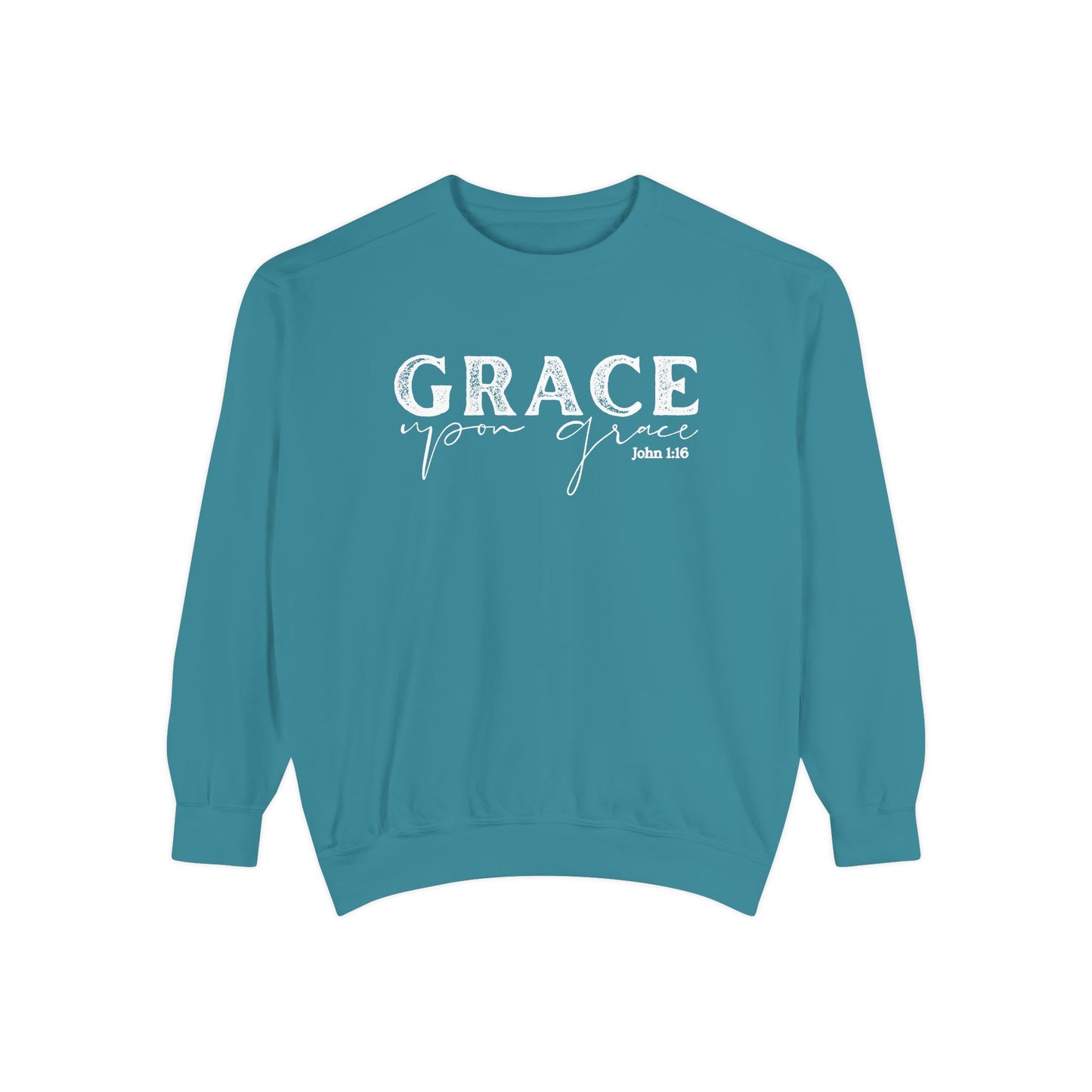 Grace Upon Grace Crewneck Sweatshirt - Crewneck Comfort Color Shirt - Bible Verse Shirt - Christian Women's Apparel