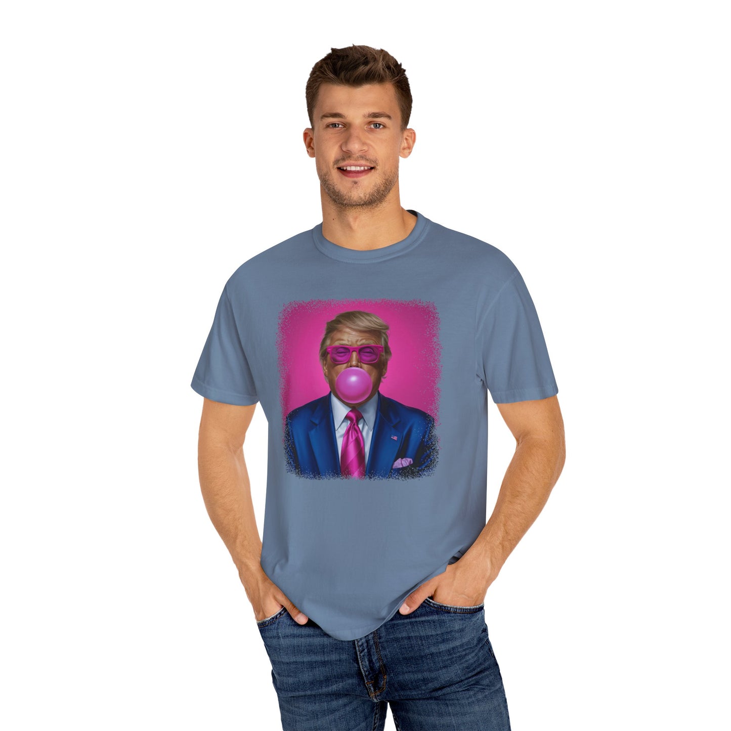 Bubblegum Bliss Comfort Tee - Cute Donald Trump Graphic - Womens Soft Comfort Color T-Shirt - MAGA