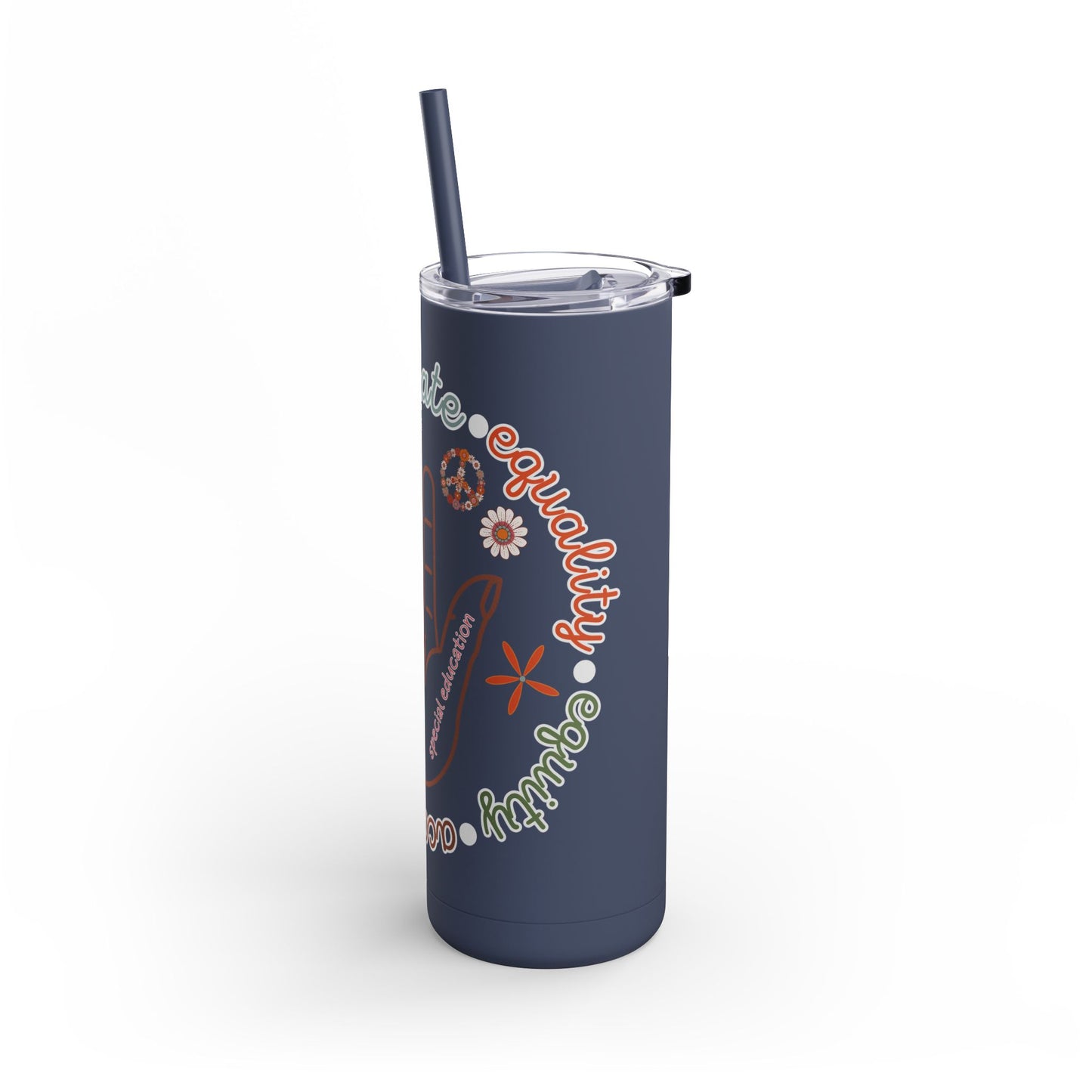 Autism Acceptance Advocate Skinny Matte Tumbler, 20oz- Special Education Teacher Tumbler with Straw