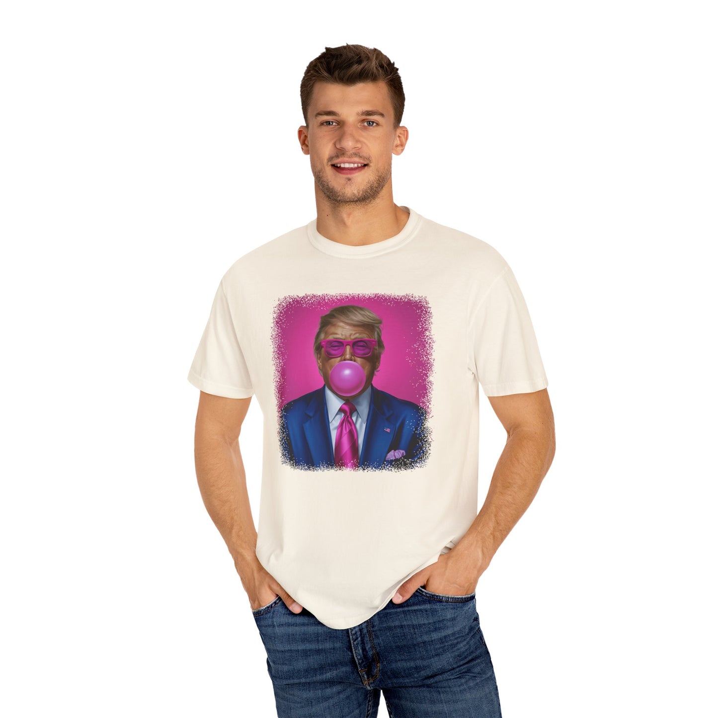 Bubblegum Bliss Comfort Tee - Cute Donald Trump Graphic - Womens Soft Comfort Color T-Shirt - MAGA