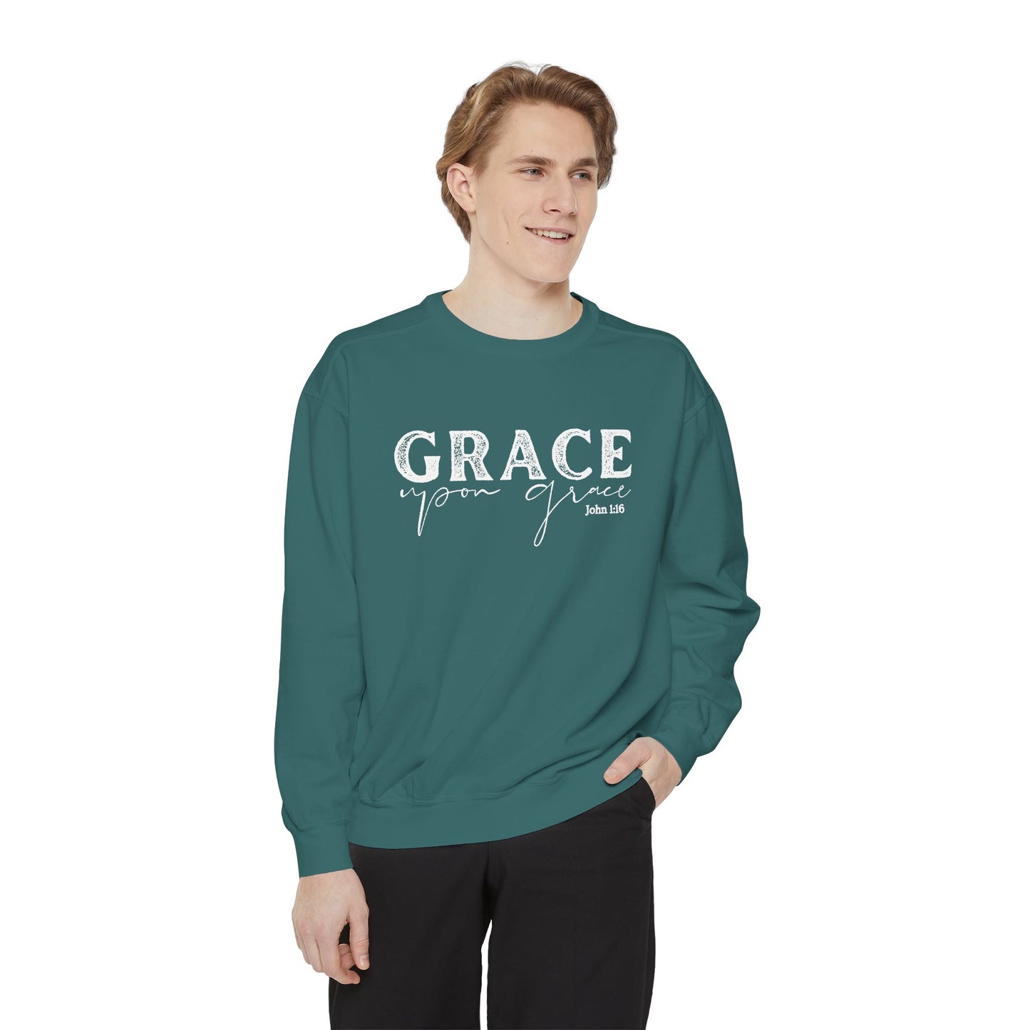 Grace Upon Grace Crewneck Sweatshirt - Crewneck Comfort Color Shirt - Bible Verse Shirt - Christian Women's Apparel