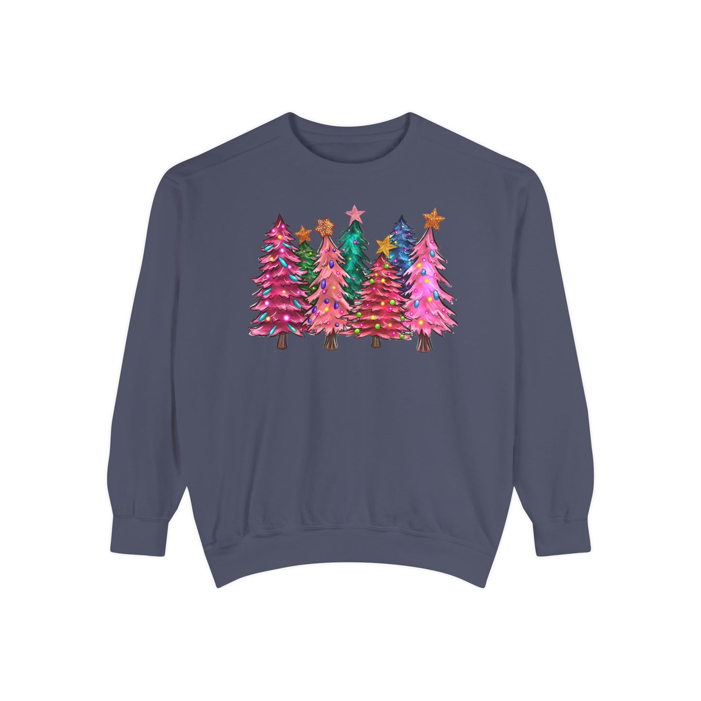 Colorful Christmas Tree Comfort Colors Sweatshirt - Women's Christmas Sweater -
