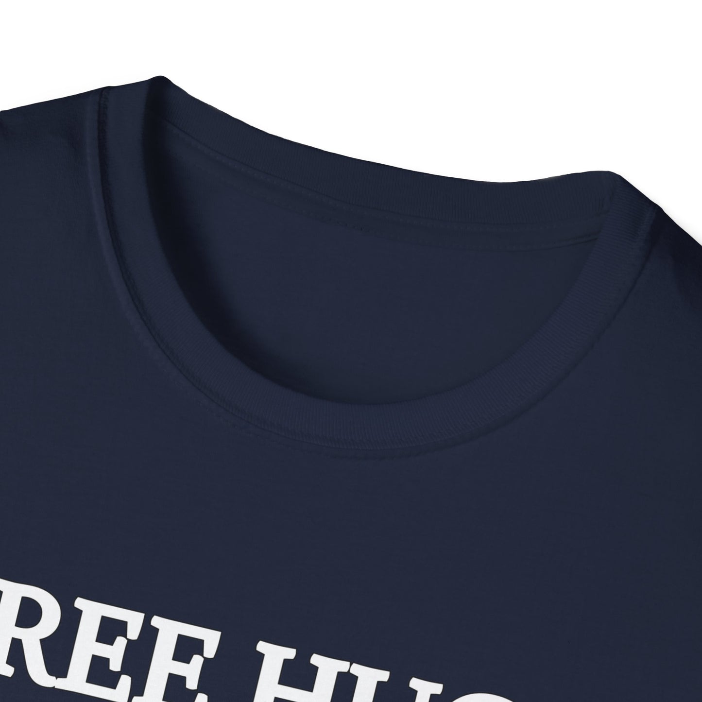 Expressions Tee - Playful Smile & Witty Message T-shirt - Funny T-shirt - Free Hugs - Just Kidding