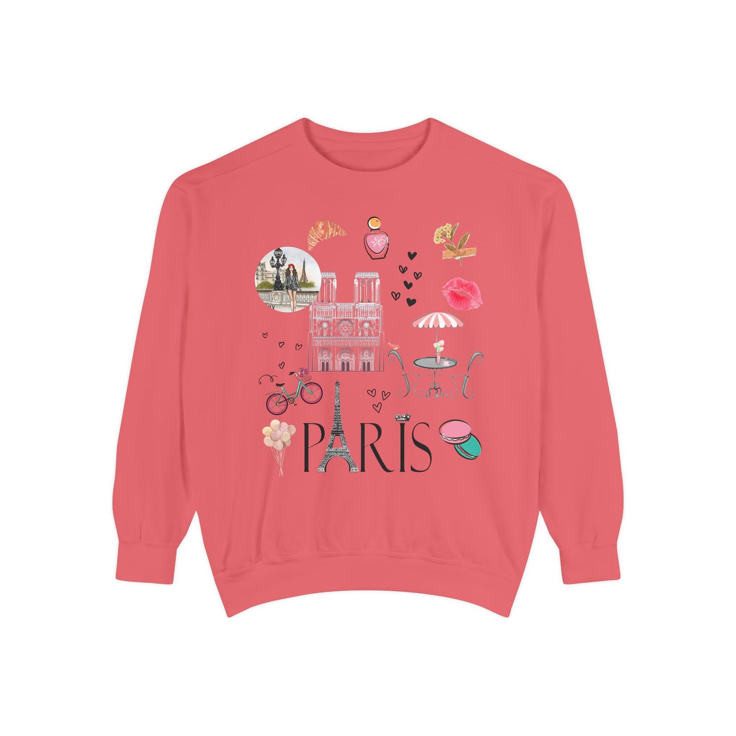 Paris Theme Women's Crewneck Comfort Color Sweatshirt - Women's Paris Sweatshirt - Emily in Paris Crewneck - Eiffel Tower Long Sleeve