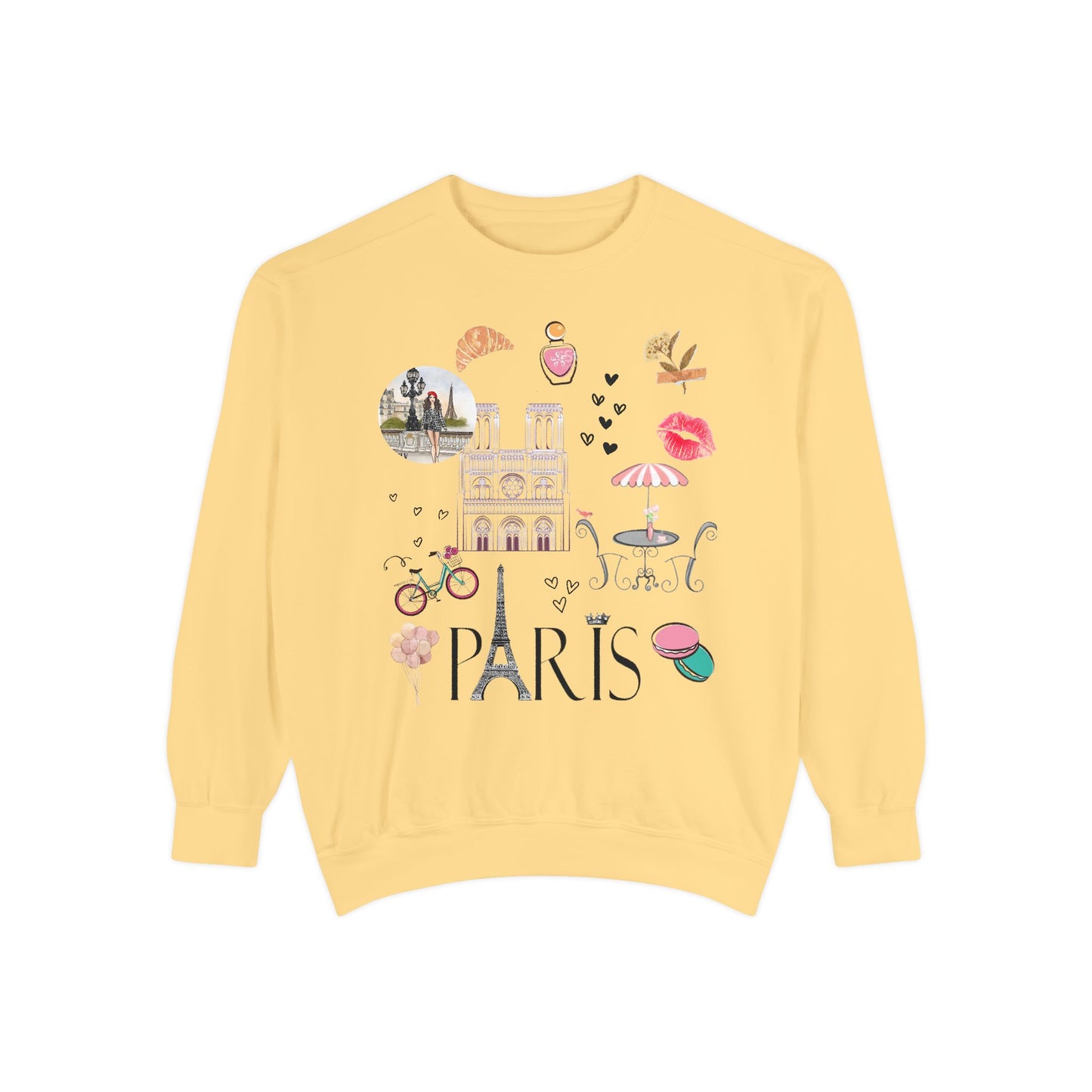 Paris Theme Women's Crewneck Comfort Color Sweatshirt - Women's Paris Sweatshirt - Emily in Paris Crewneck - Eiffel Tower Long Sleeve