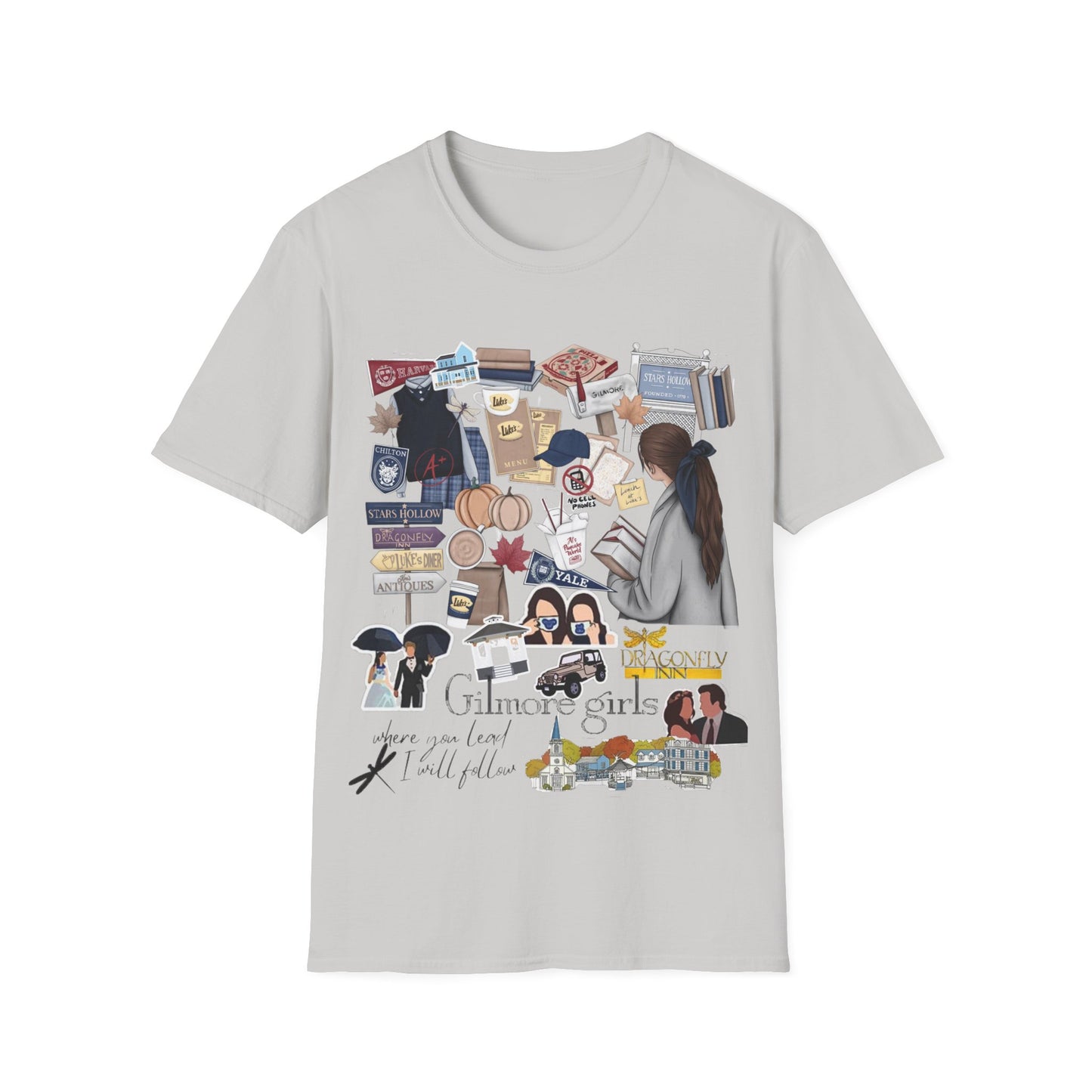 Gilmore Girls themed tshirt for women; Mother Daughter shirt; TV apparel; Fan club apparel; Dragonfly inn; Lukes Diner; Chilton; Yale