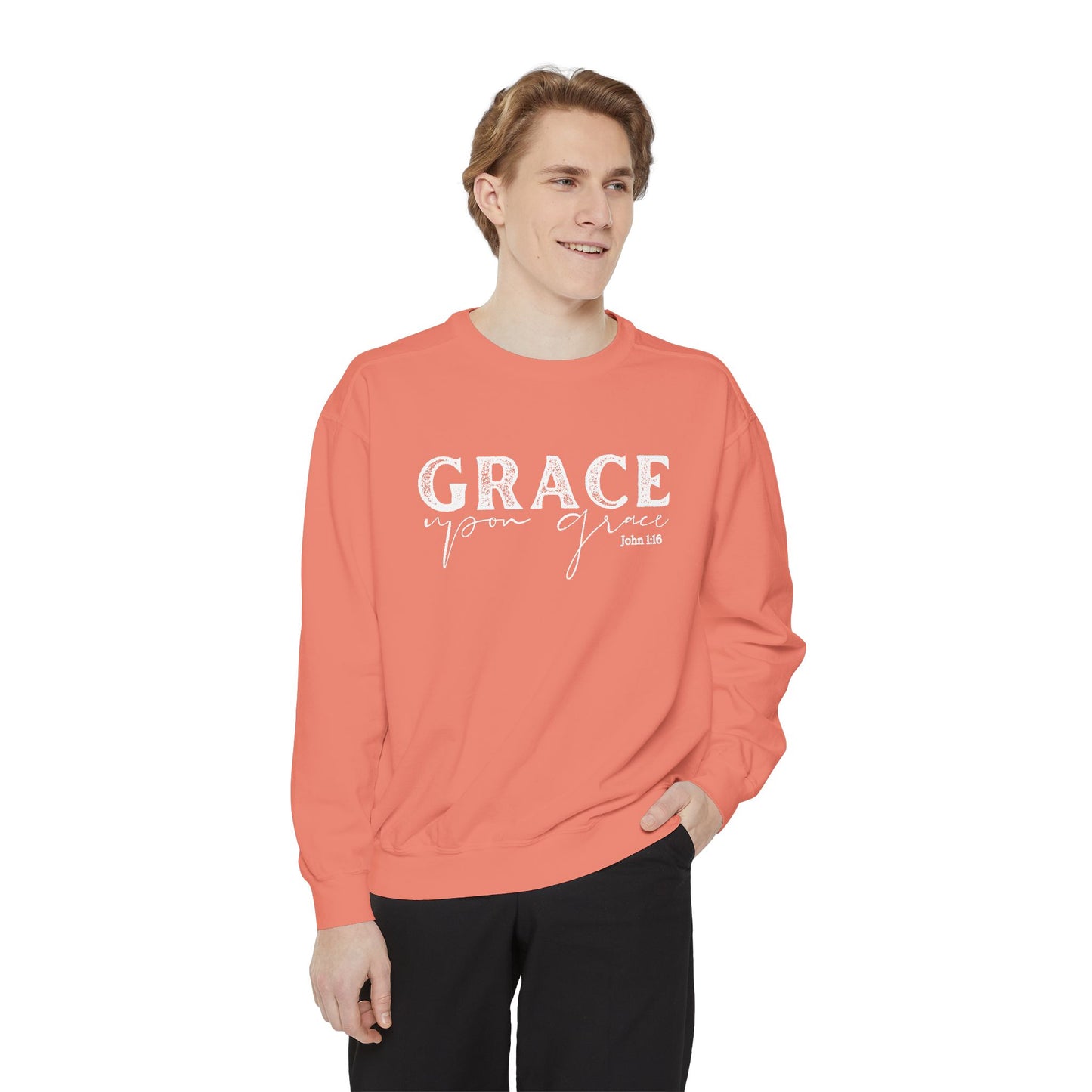 Grace Upon Grace Crewneck Sweatshirt - Crewneck Comfort Color Shirt - Bible Verse Shirt - Christian Women's Apparel