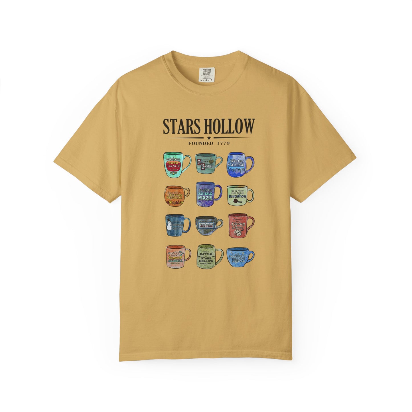 Gilmore Girls Inspired Stars Hollow Coffee Cup T-Shirt - Comfort Colors Tee - Cozy Fan Apparel