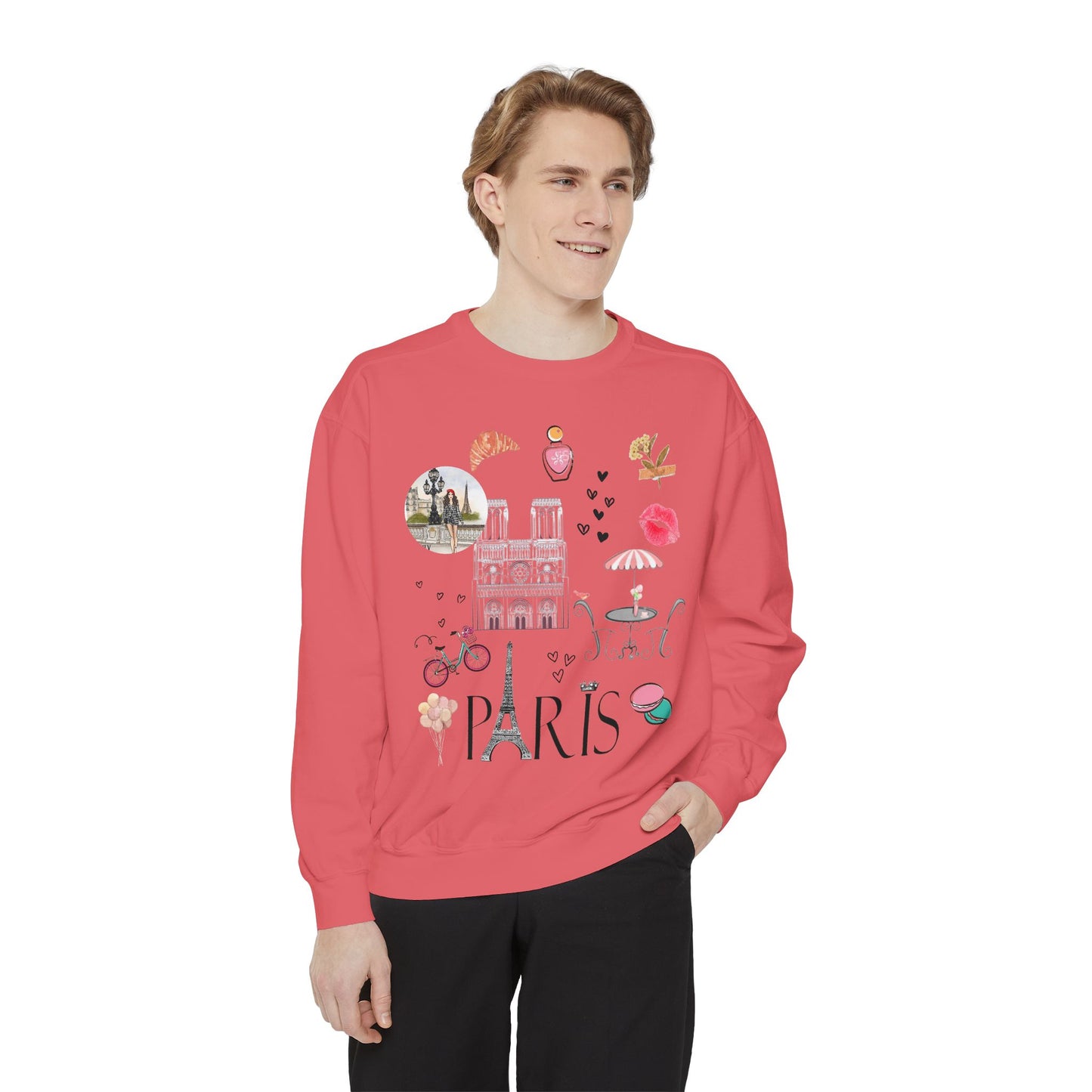 Paris Theme Women's Crewneck Comfort Color Sweatshirt - Women's Paris Sweatshirt - Emily in Paris Crewneck - Eiffel Tower Long Sleeve