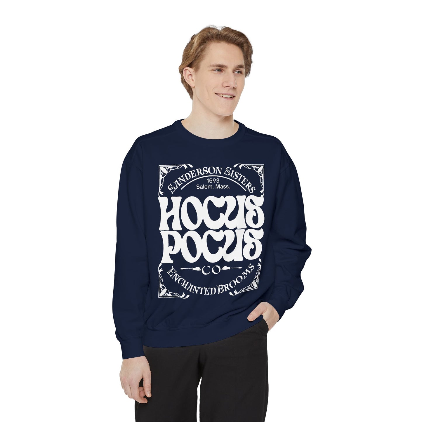 Hocus Pocus Theme Comfort Color Crewneck Sweatshirt - Halloween Sweatshirt - Enchanted Brooms Co - Sanderson Sisters Sweatshirt