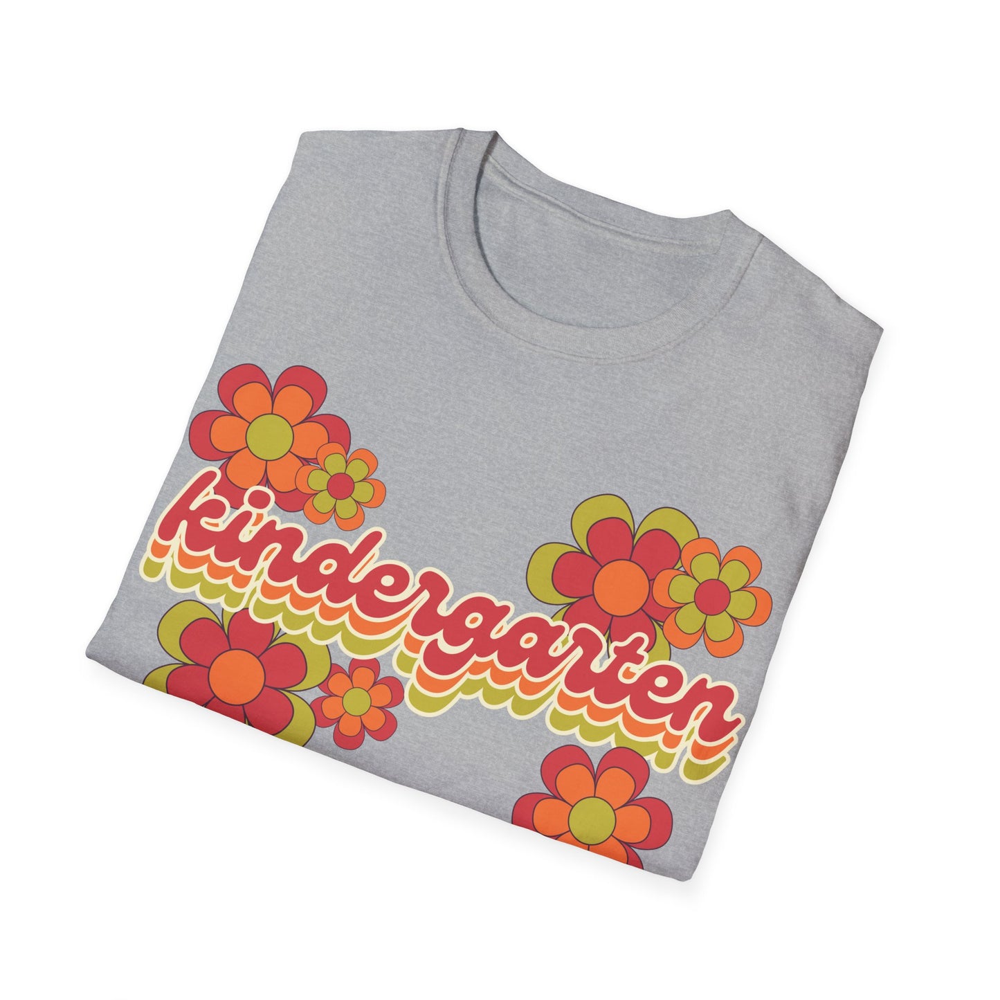 Kindergarten Teacher Tee - Colorful Retro Floral Grade Level T-Shirt - Teacher appreciation - Back to School Shirt