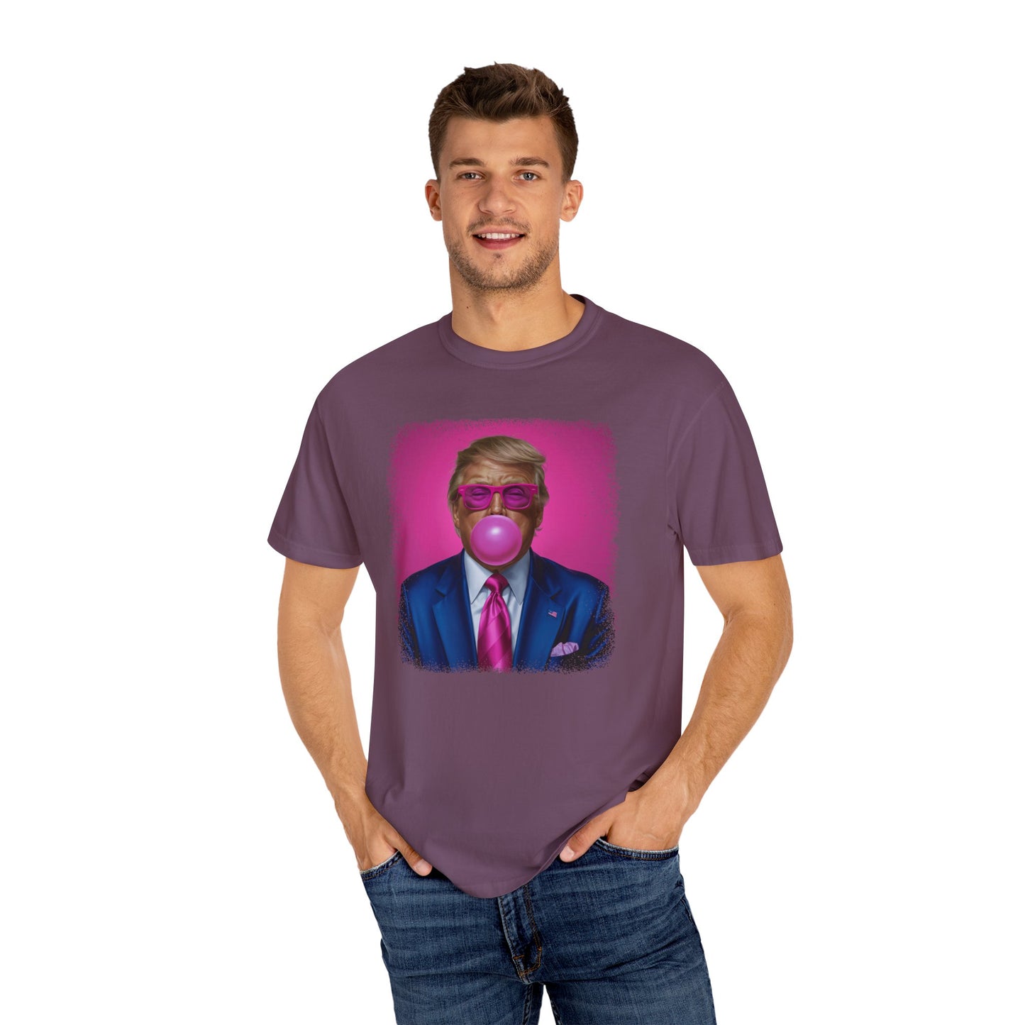 Bubblegum Bliss Comfort Tee - Cute Donald Trump Graphic - Womens Soft Comfort Color T-Shirt - MAGA