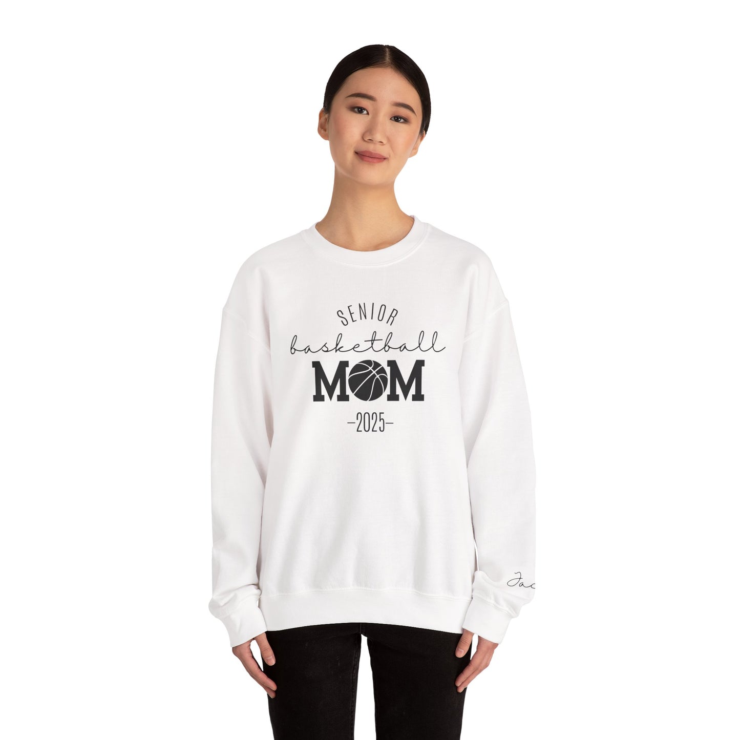 Basketball Mom Personalized Crewneck Sweatshirt for Senior Player, Team Mom Gift, Sports Mom Apparel, Customized Basketball Mom Sweatshirt